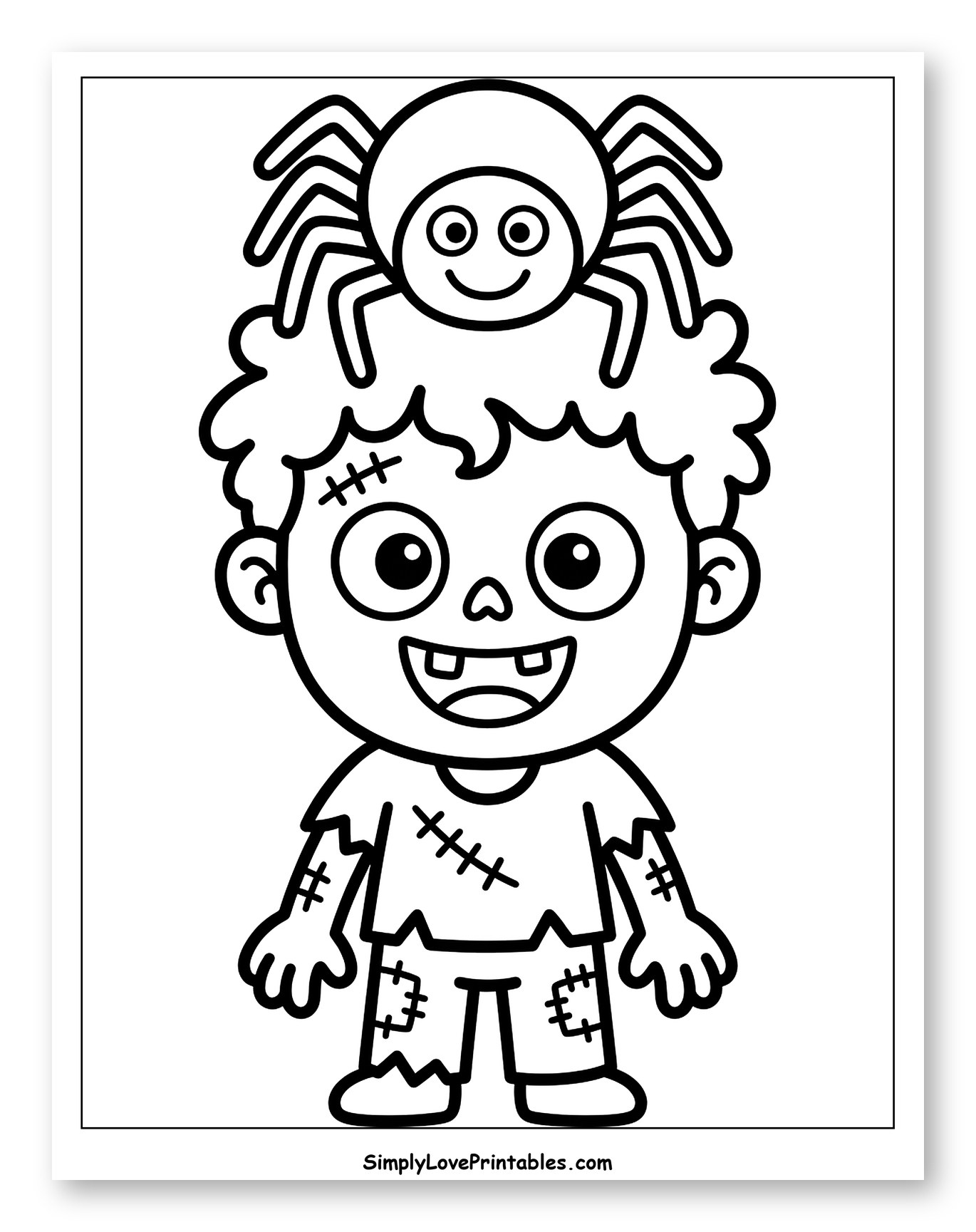 Cute Zombie Character with a Friendly Spider