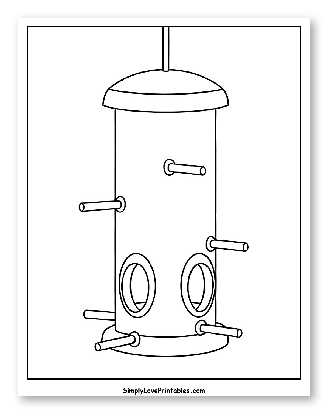 Cylindrical Bird Feeder with Multiple Perches Coloring Sheet for Toddlers