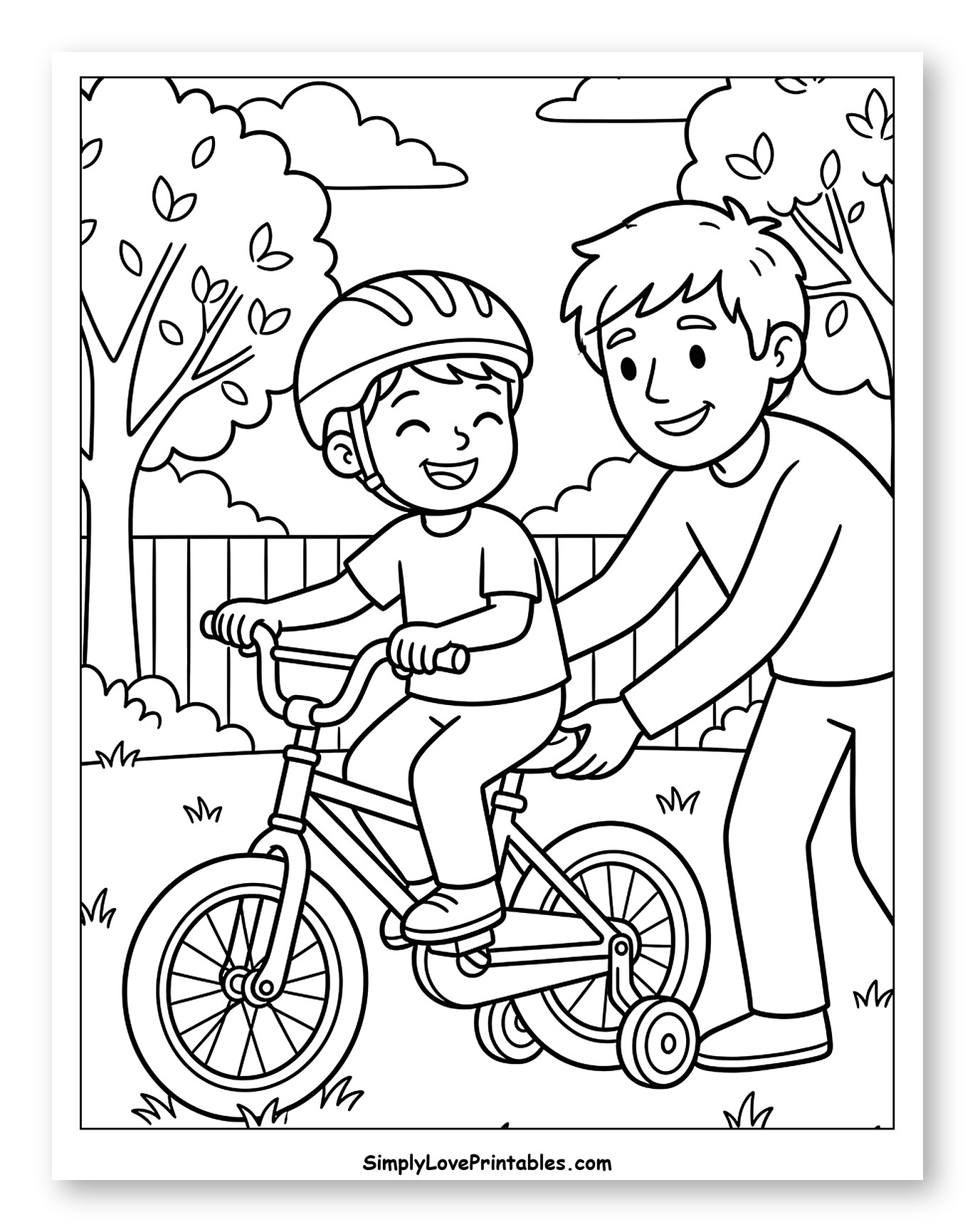 Dad Teaching Son to Ride Bike