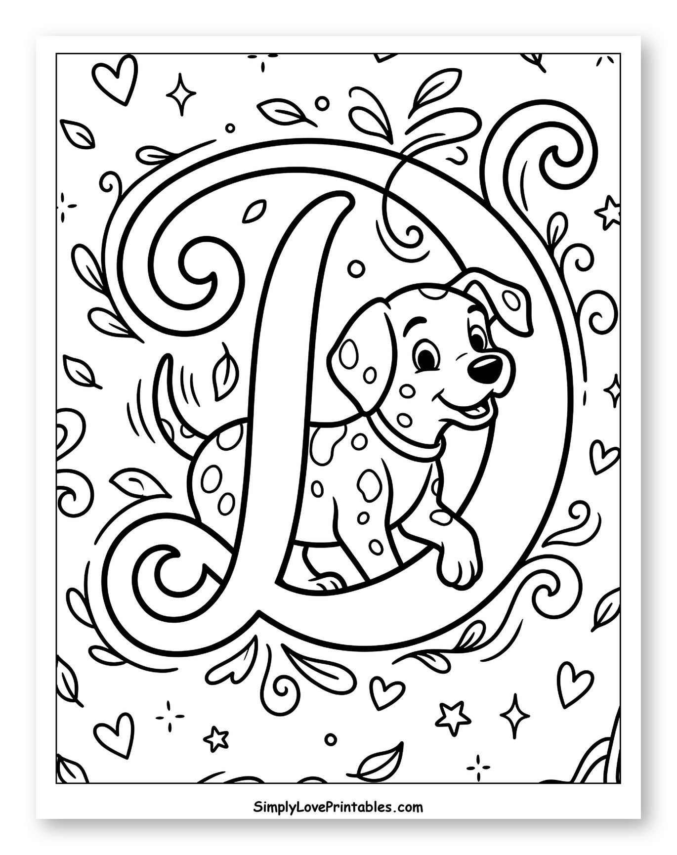 Dalmatian Puppy with Decorative Letter D