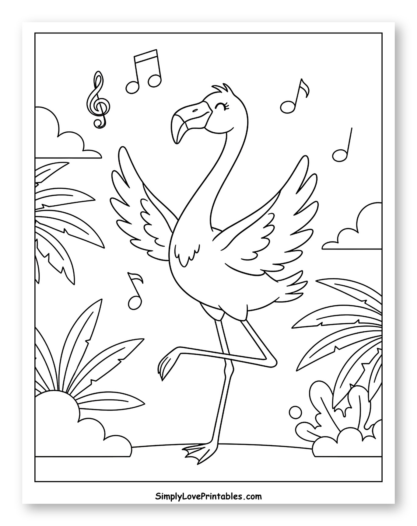 Dancing Flamingo in Tropical Scenery