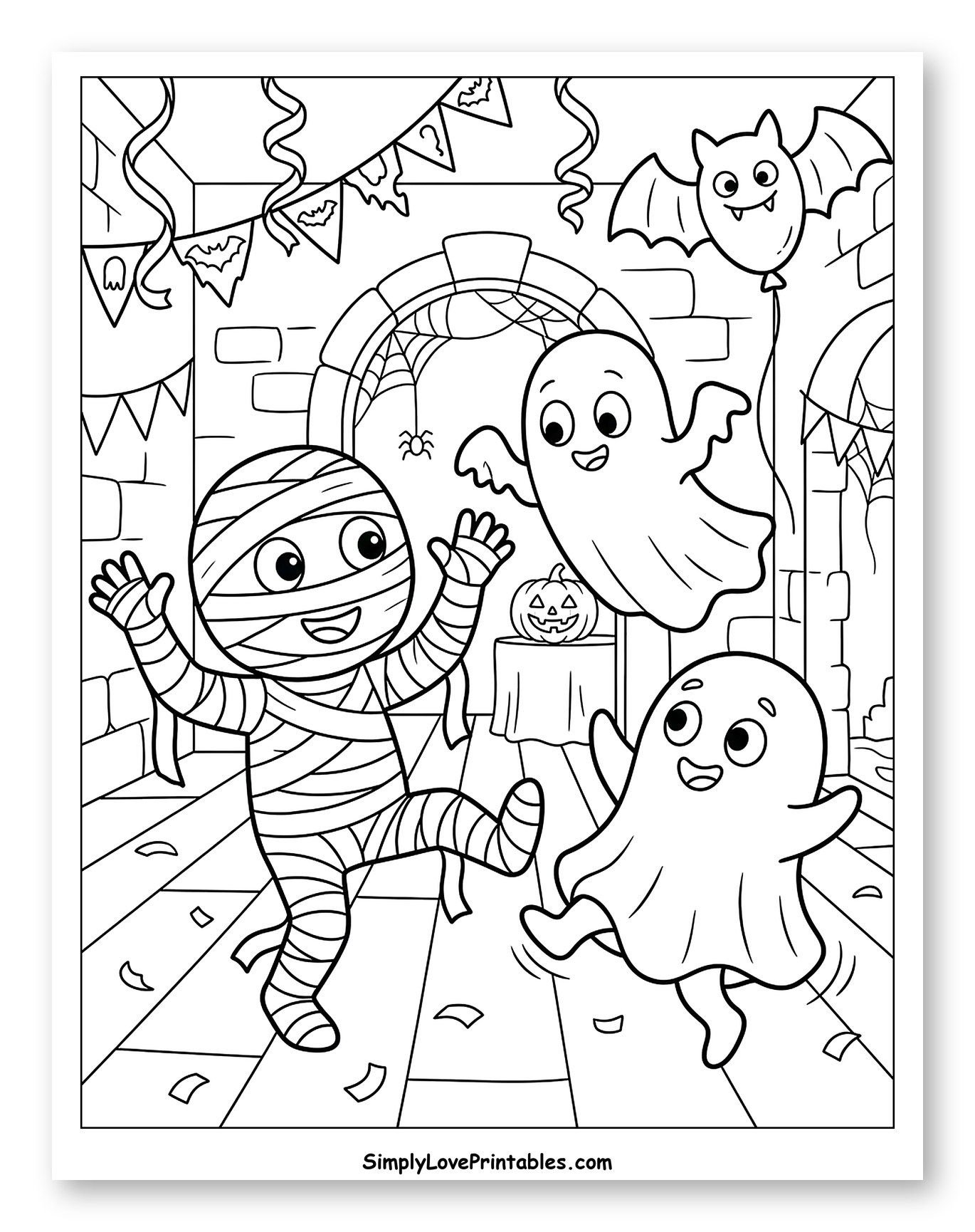 Dancing Mummy and Ghosts Celebrating Halloween