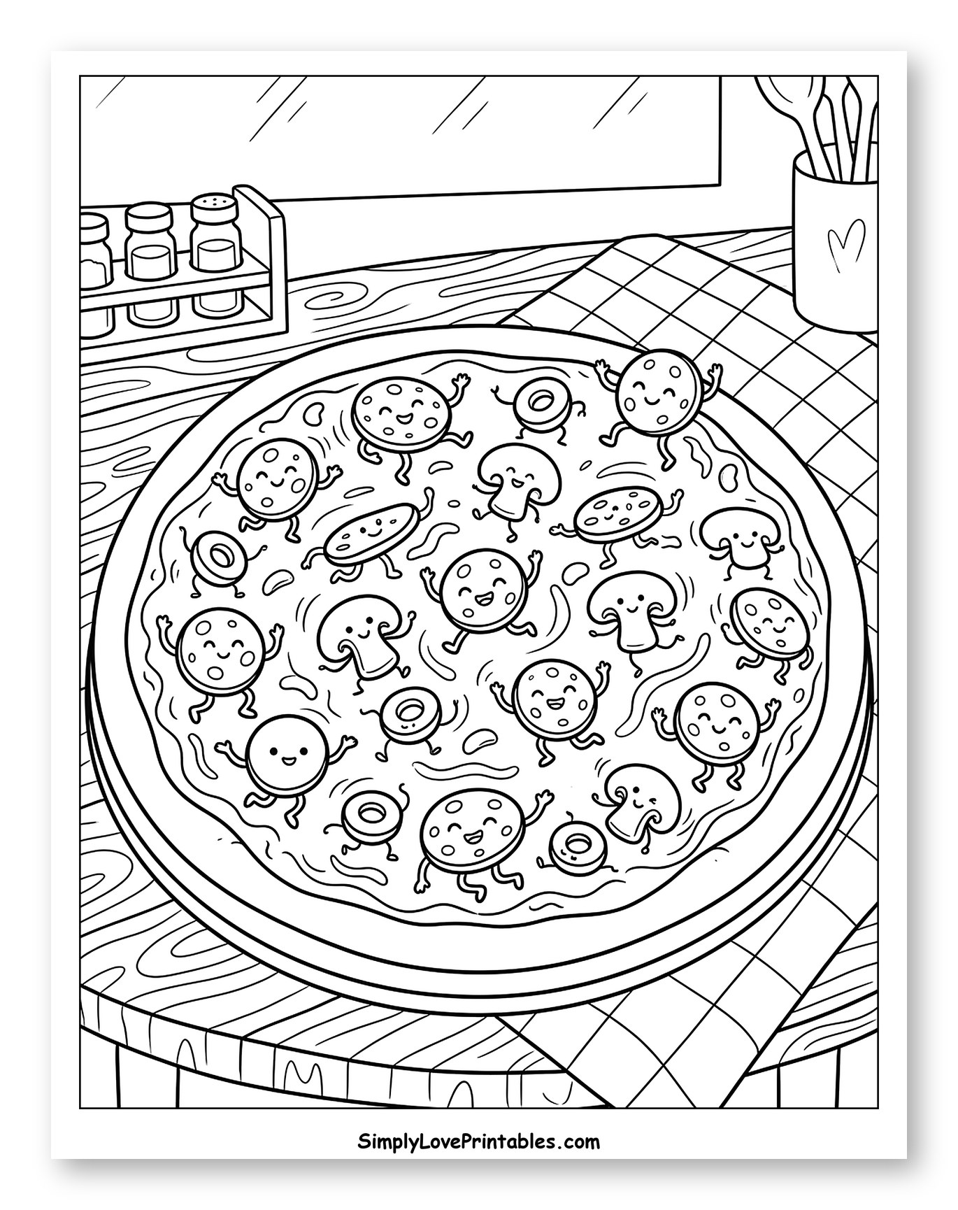 Dancing Pizza Toppings on a Kitchen Table