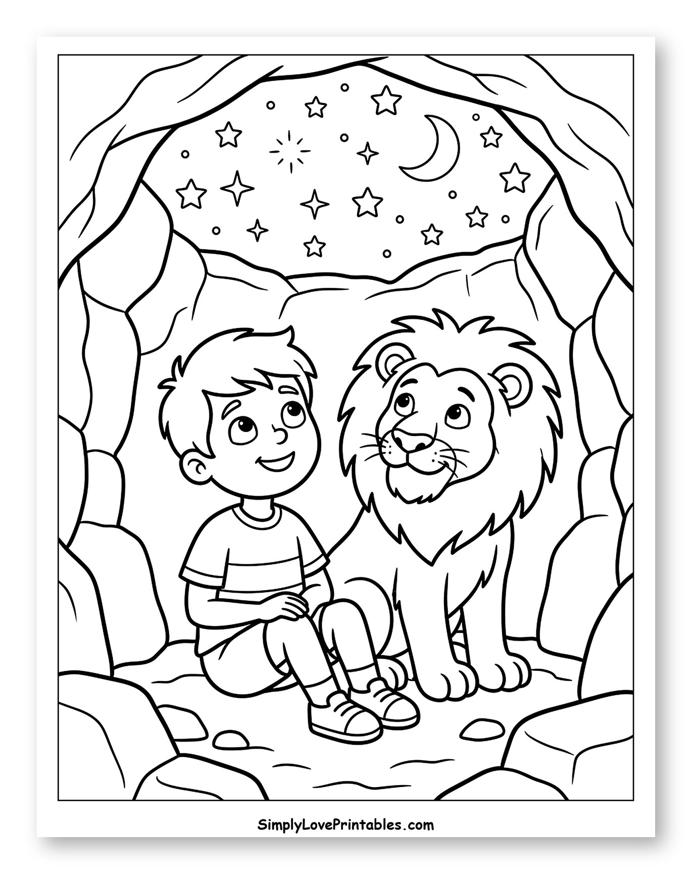 Daniel and a Lion Looking at Stars