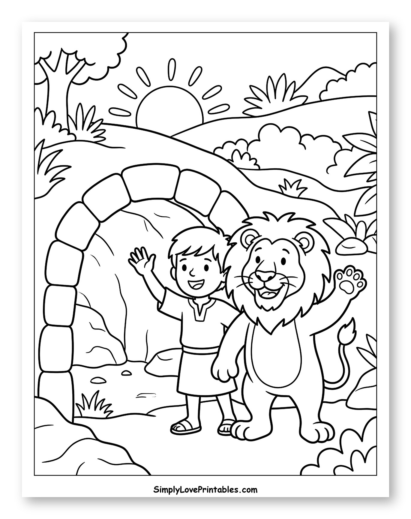 Daniel and a Lion Waving Good Morning