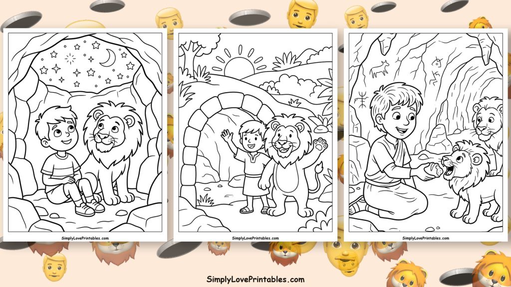 Daniel in the lion's den coloring pages featured image