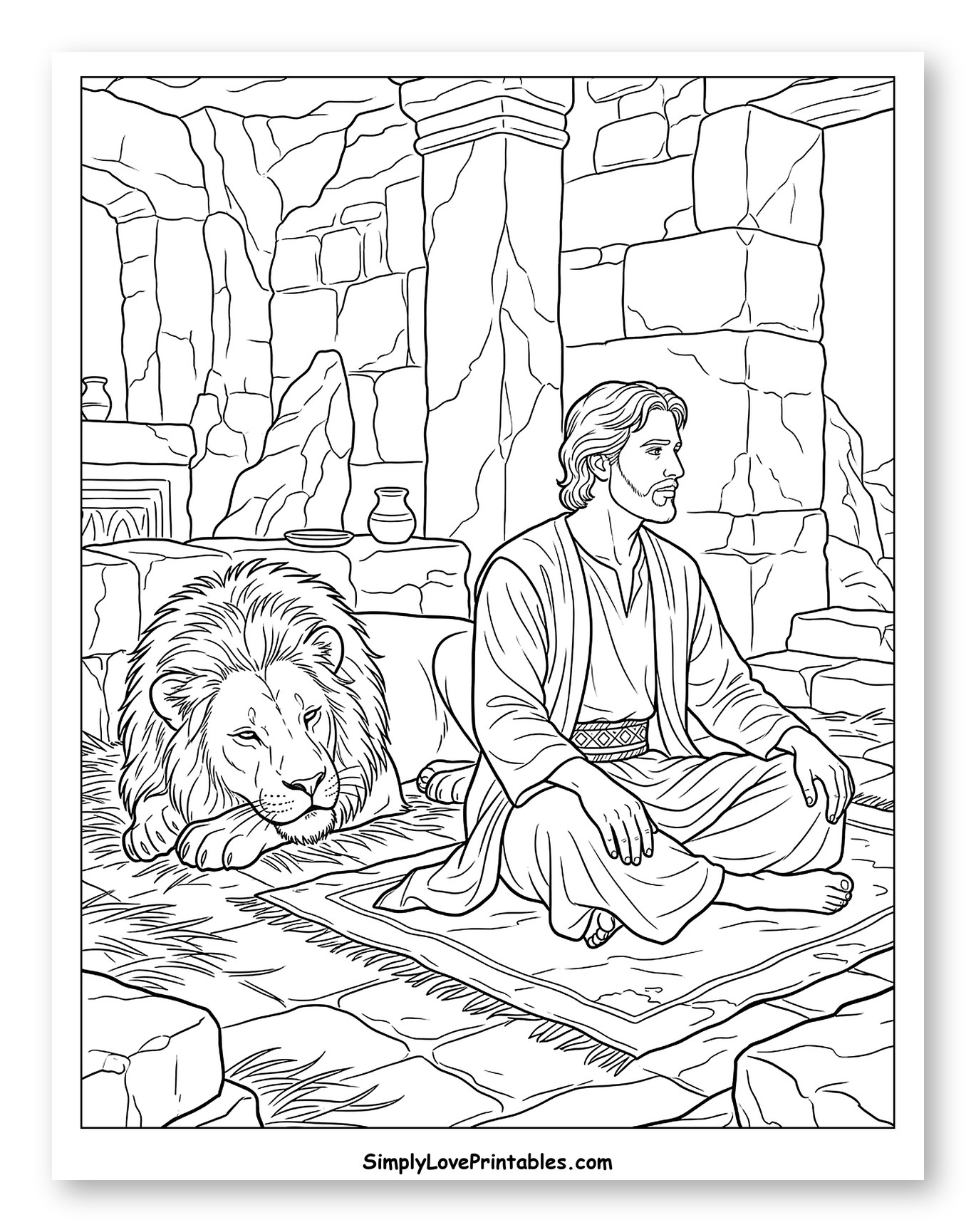 Daniel in the Lions' Den Coloring Page