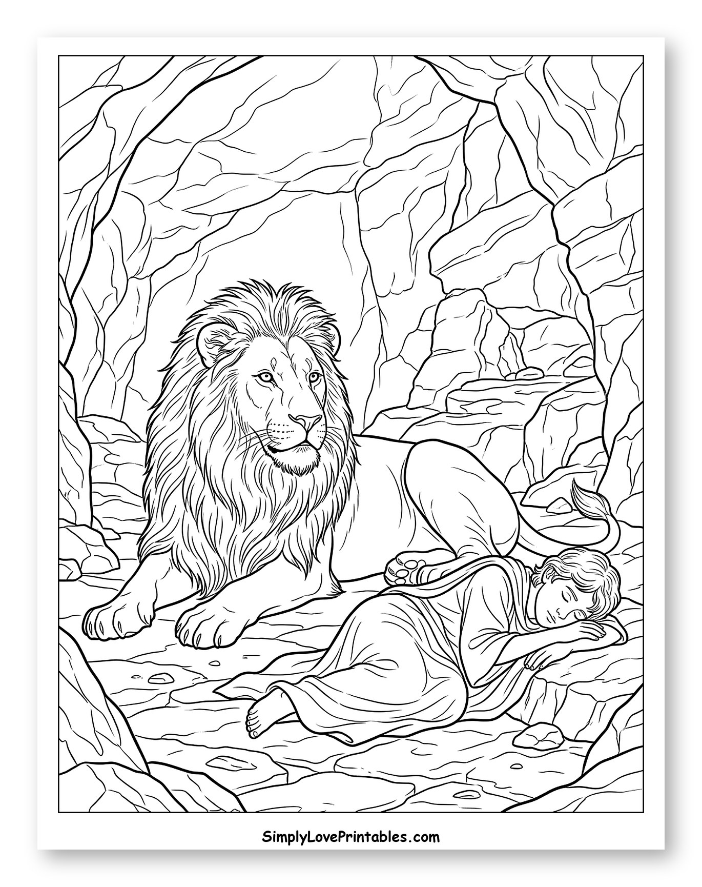 Daniel Sleeping with a Lion in a Cave