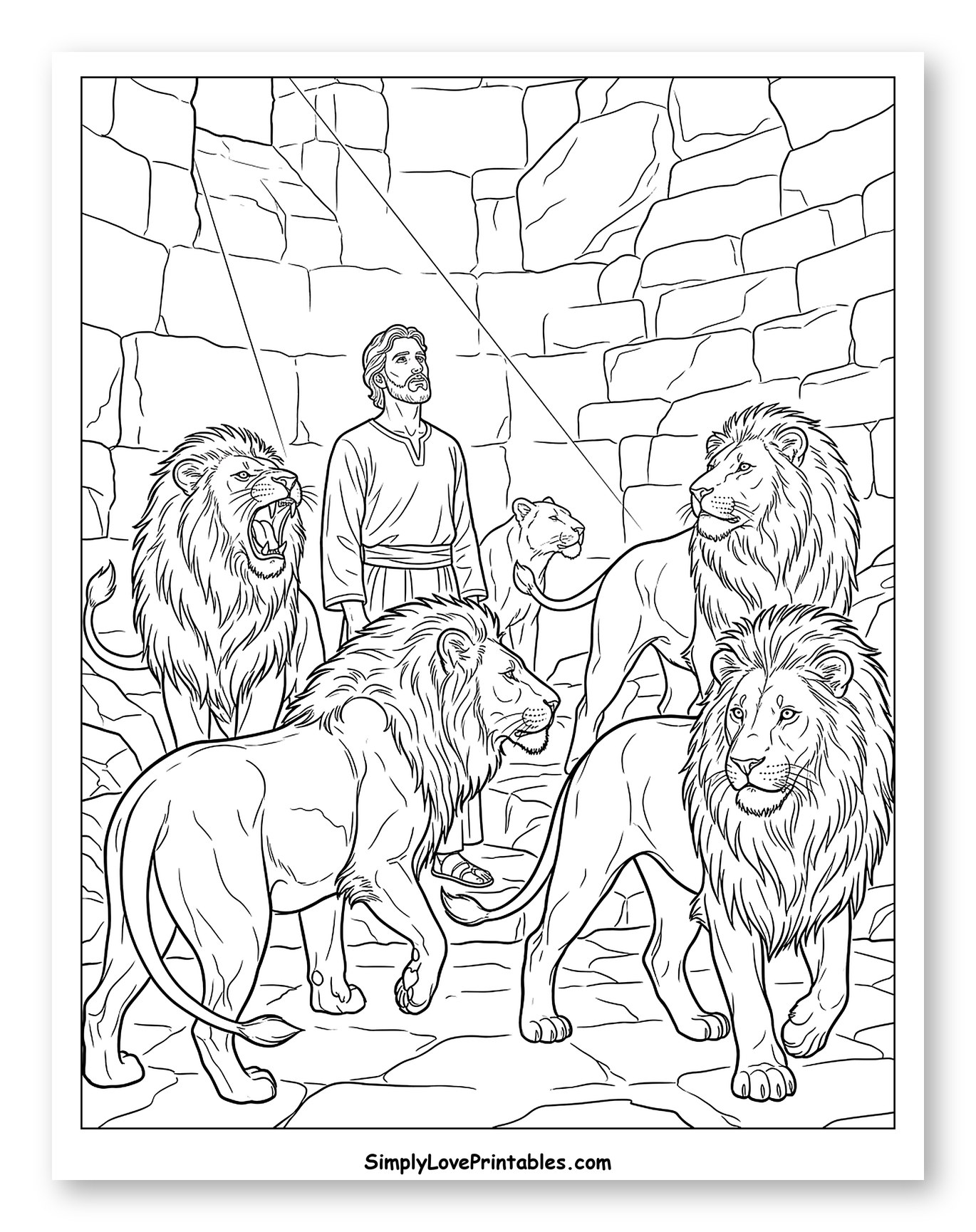 Daniel Standing Calmly Amidst Roaring Lions