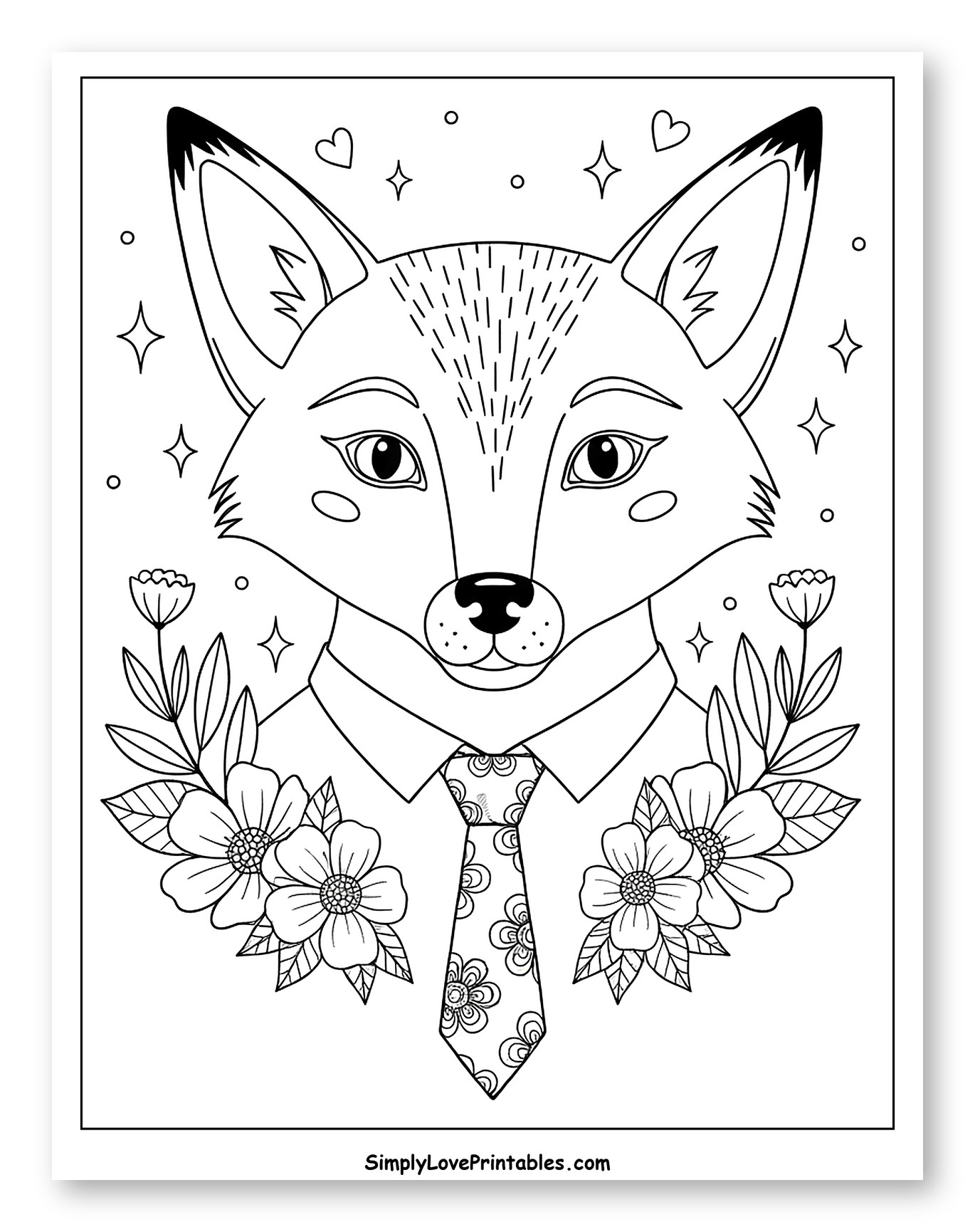 Dapper Fox Wearing a Floral Tie