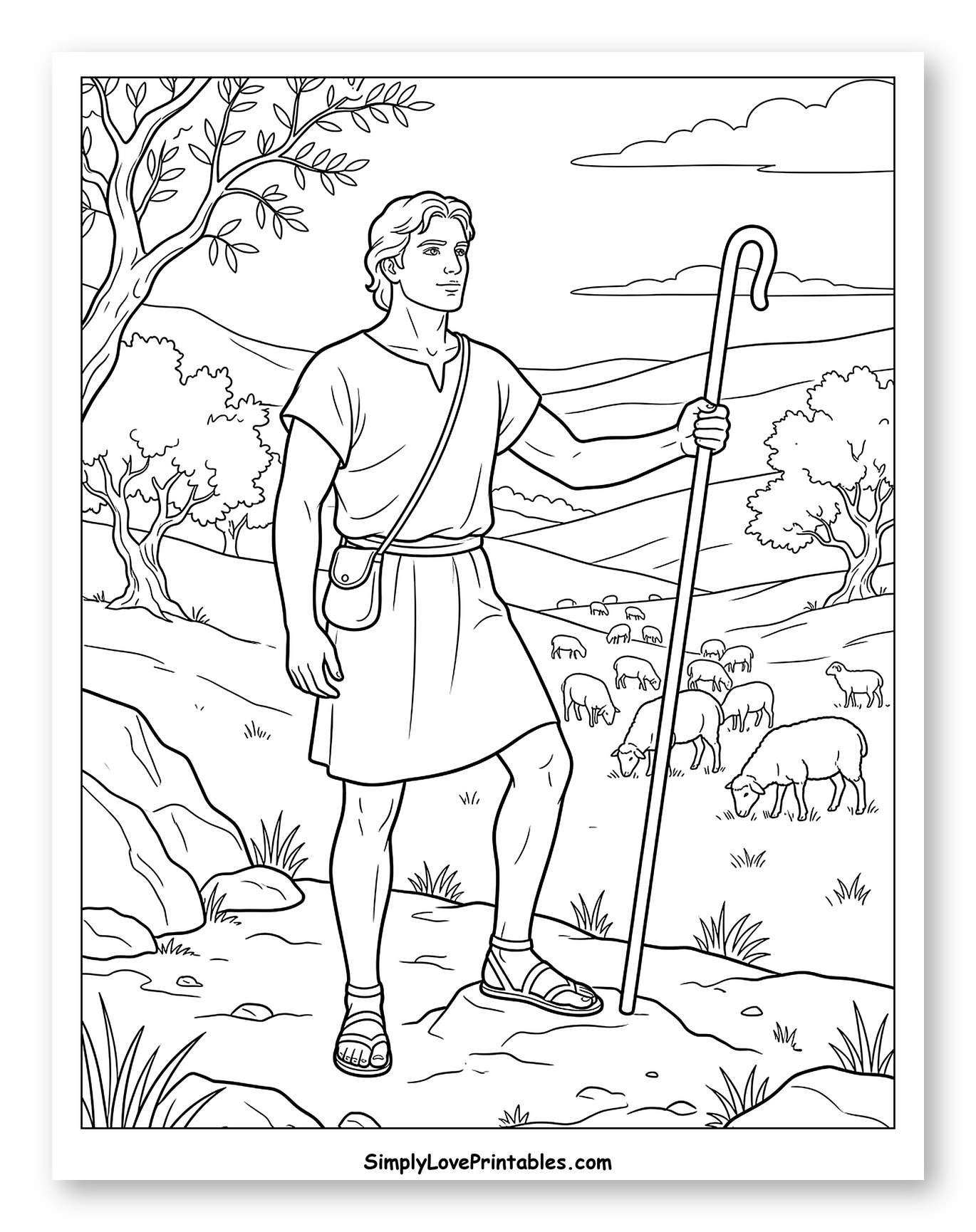 David the Shepherd Watching Over His Flock