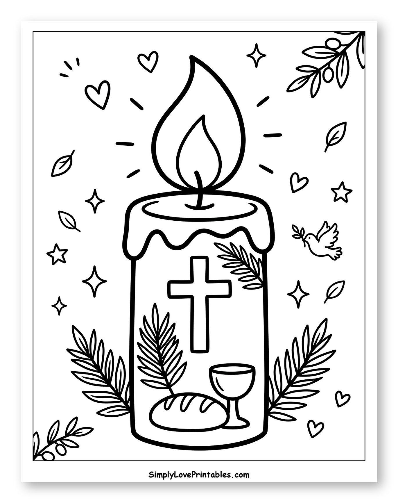 Decorated Candle with Sacred Christian Imagery