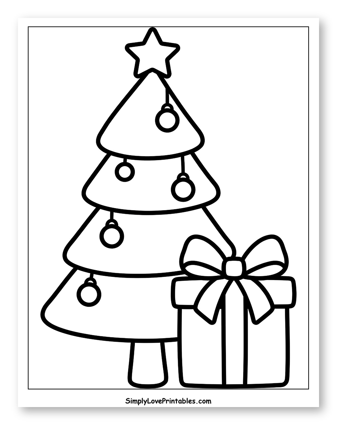 Decorated Christmas Tree with a Large Present