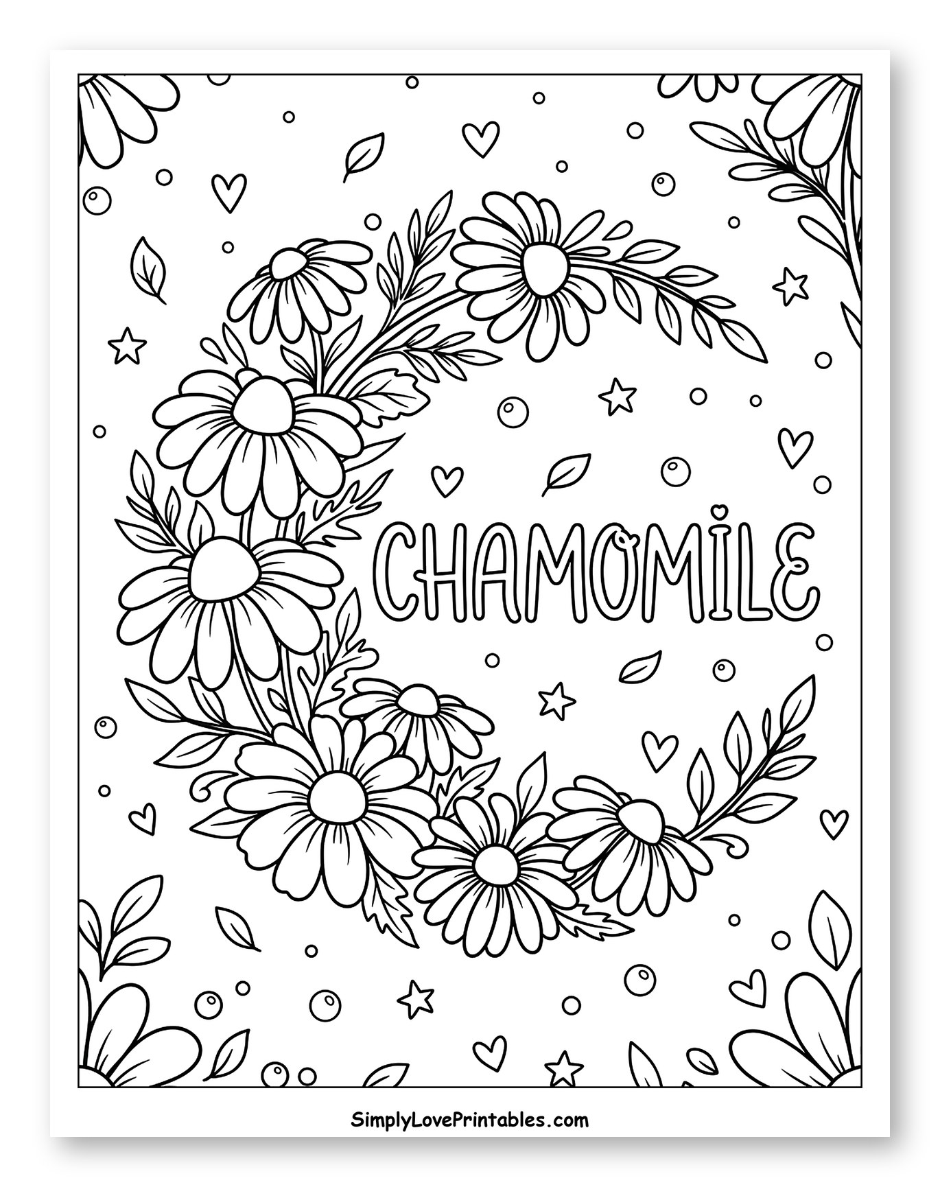 Decorative Chamomile Wreath and Text