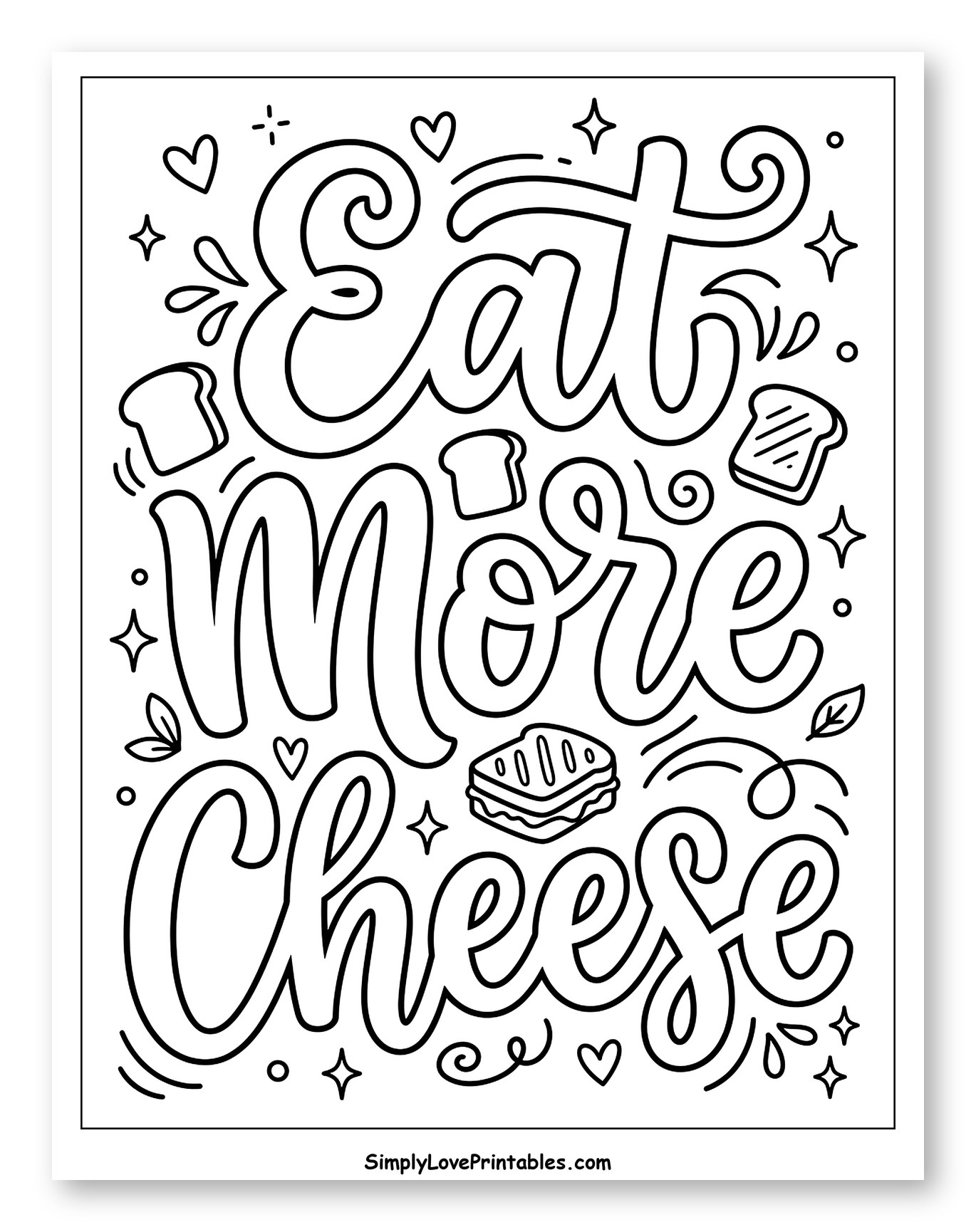 Decorative Eat More Cheese Lettering with Food