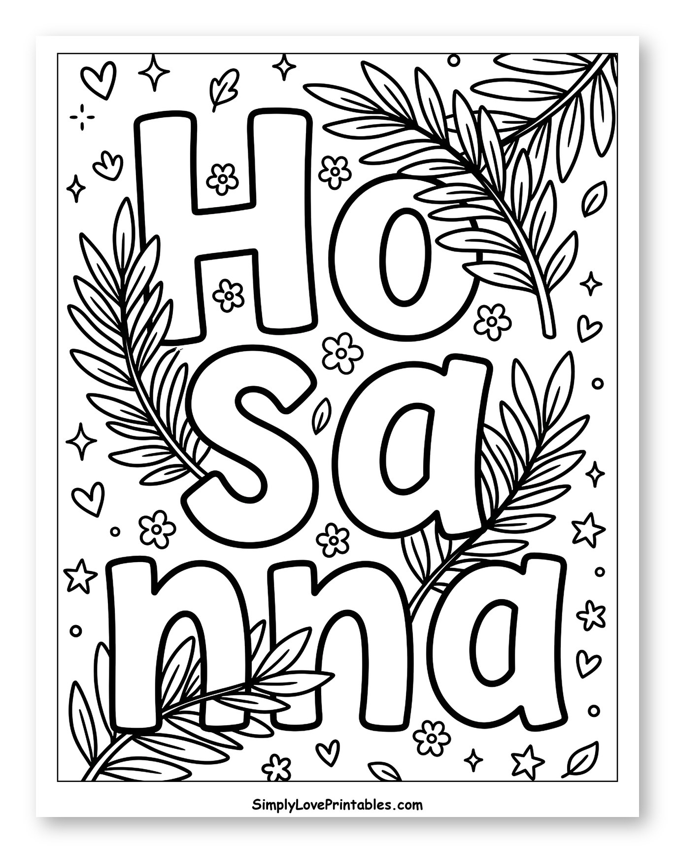 Decorative Hosanna with Palm Fronds and Small Flowers