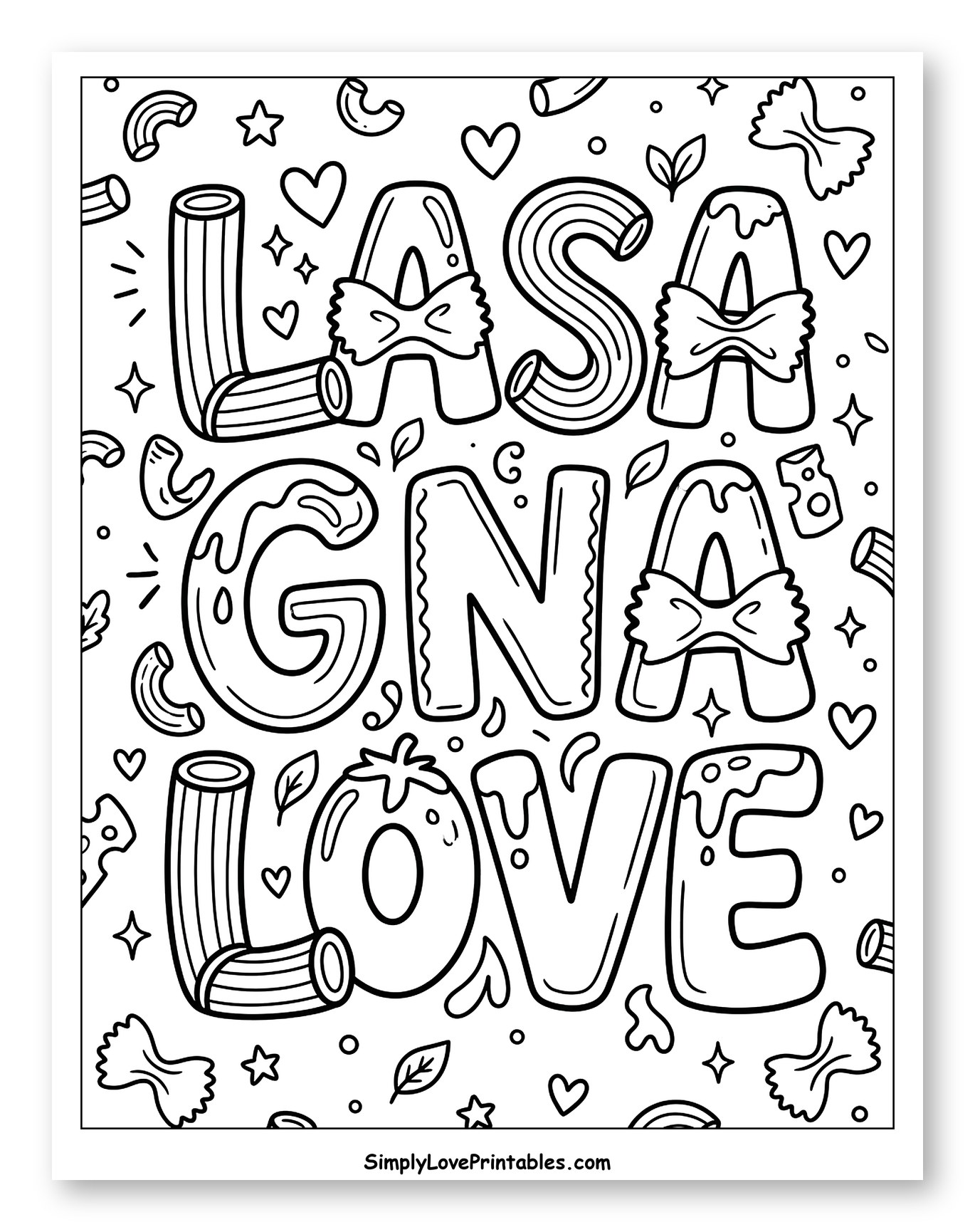Decorative Lasagna Love Pasta Design