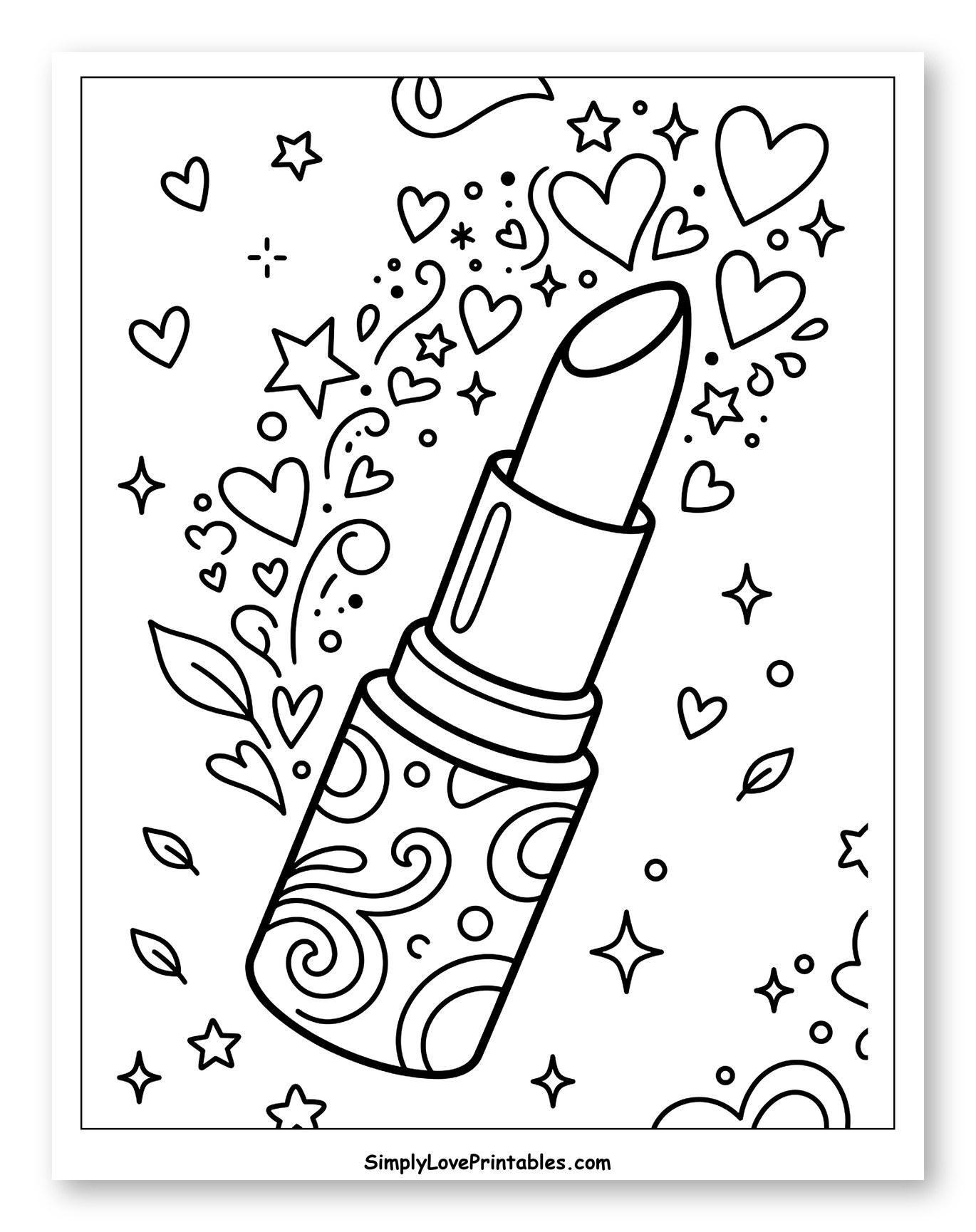 Decorative Lipstick with Hearts and Stars