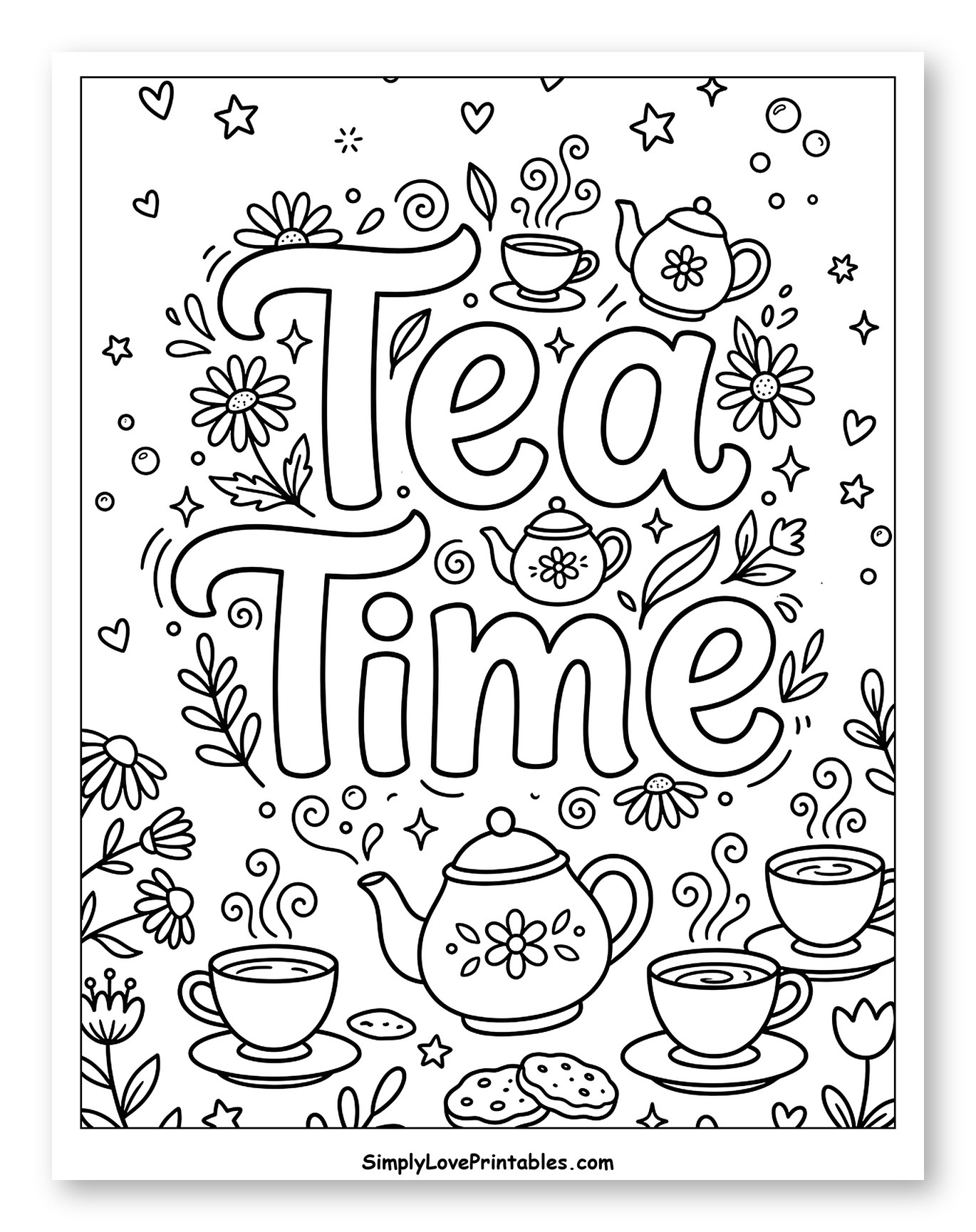 Decorative Tea Time with Flowers and Treats