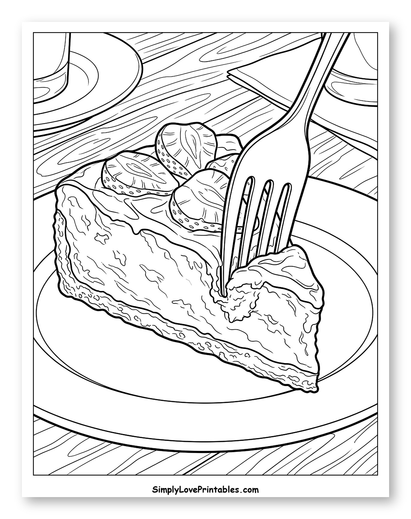 Delicious Cheesecake Being Eaten with Strawberries to Color