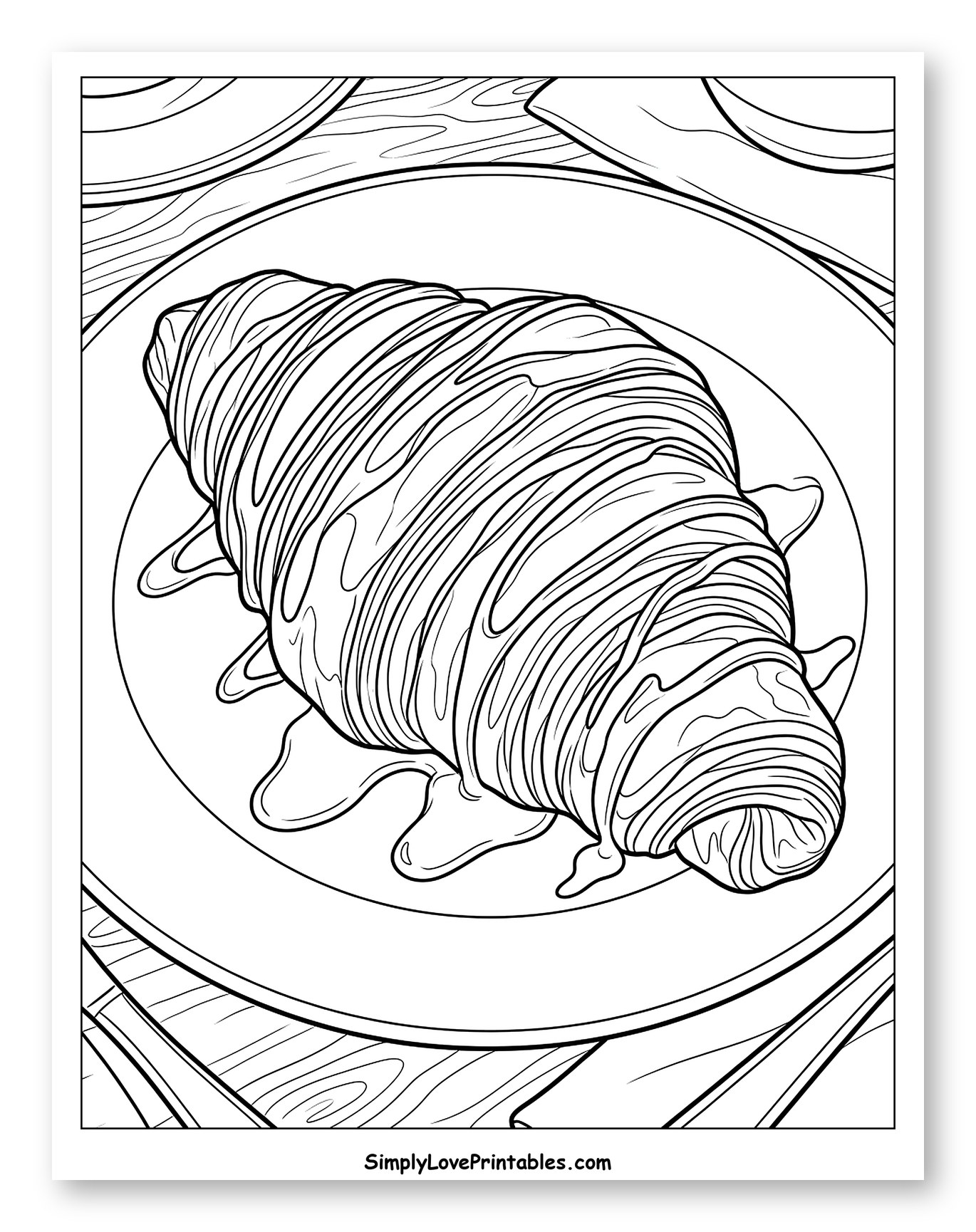 Delicious Croissant Drizzled with Chocolate
