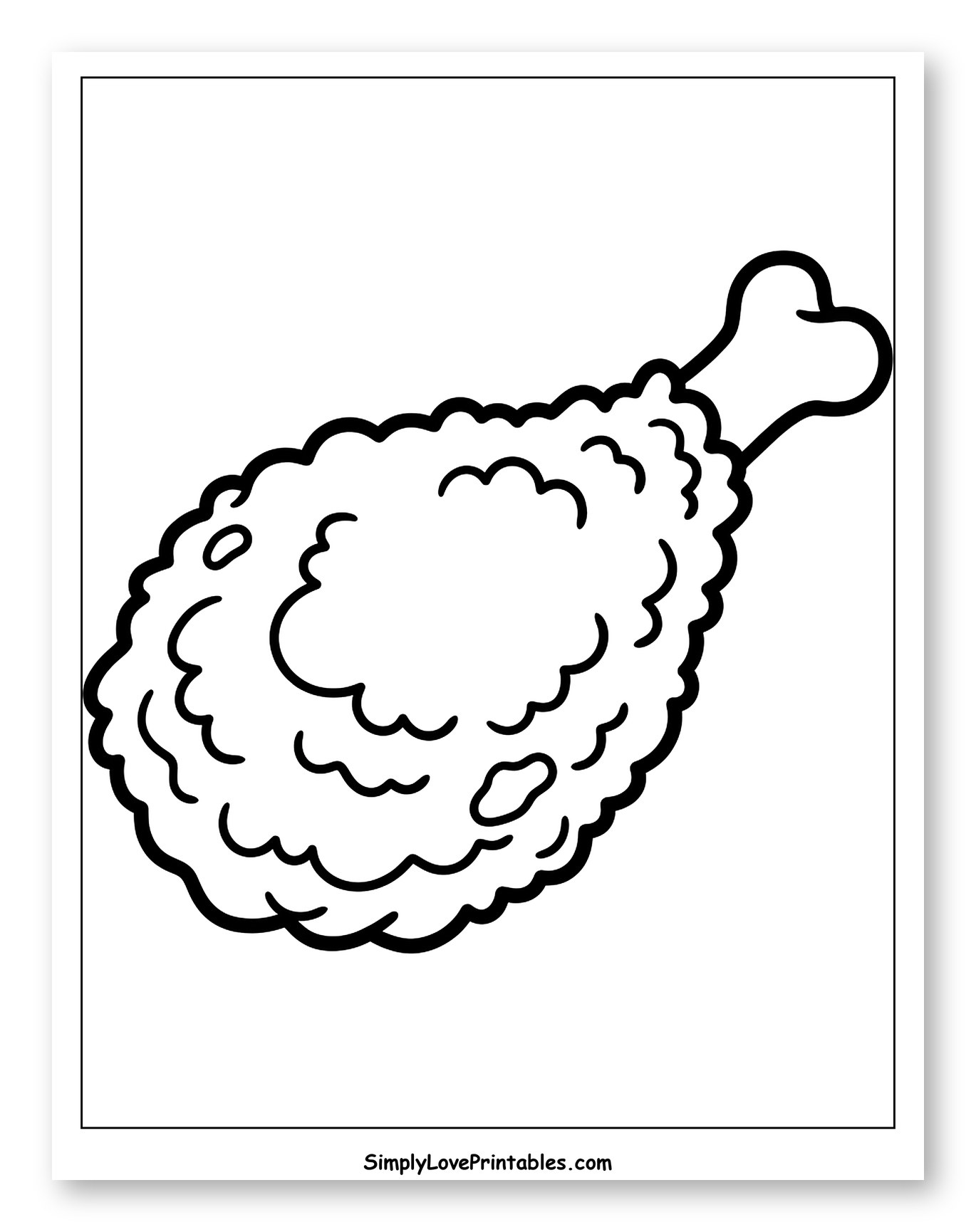 Delicious Fried Chicken Drumstick Coloring Page for Toddlers