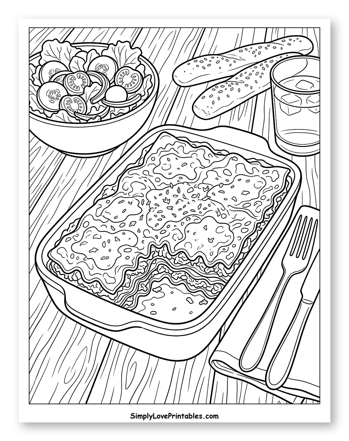 Delicious Lasagna Dinner with Salad and Breadsticks