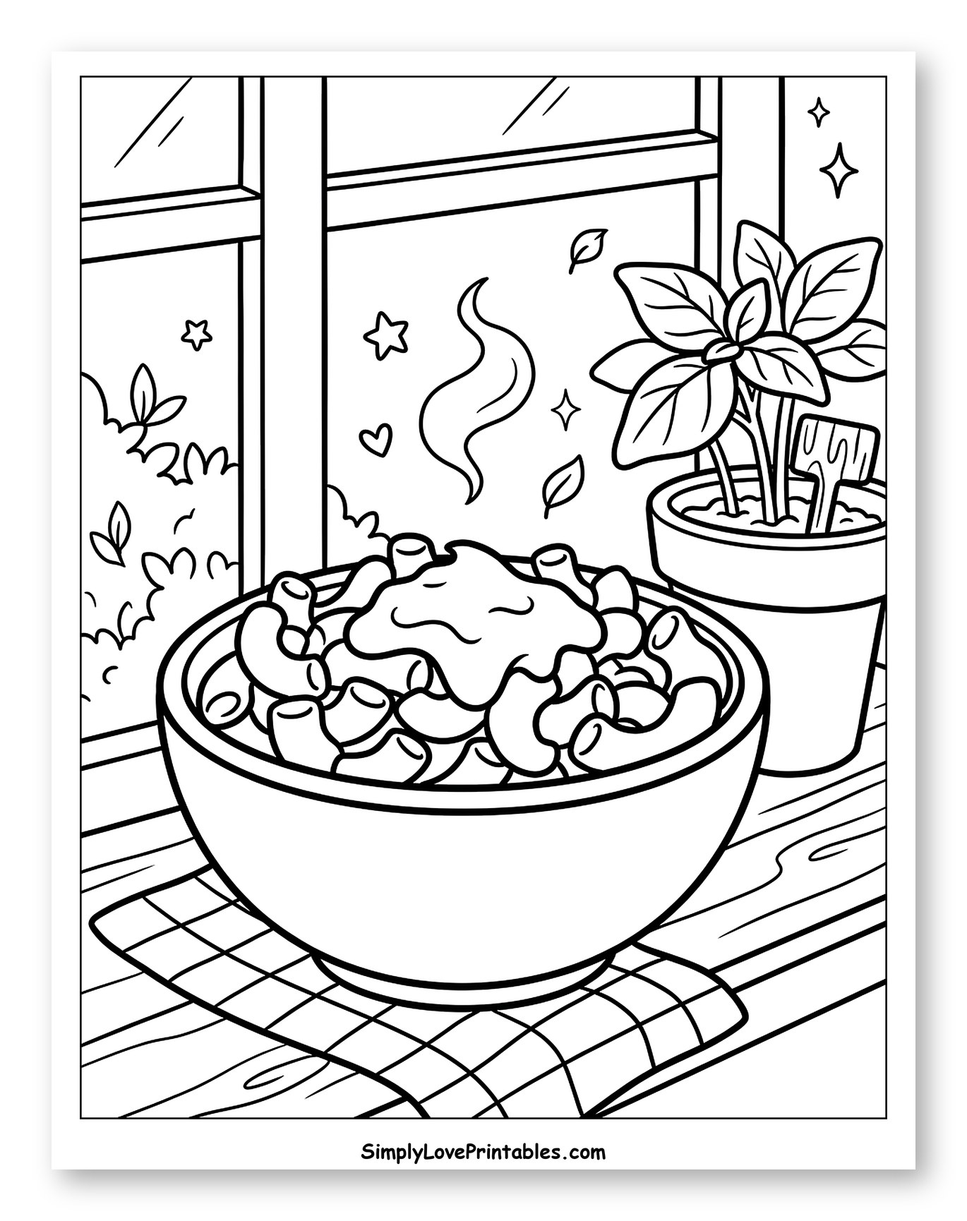 Delicious Mac and Cheese with Basil Plant
