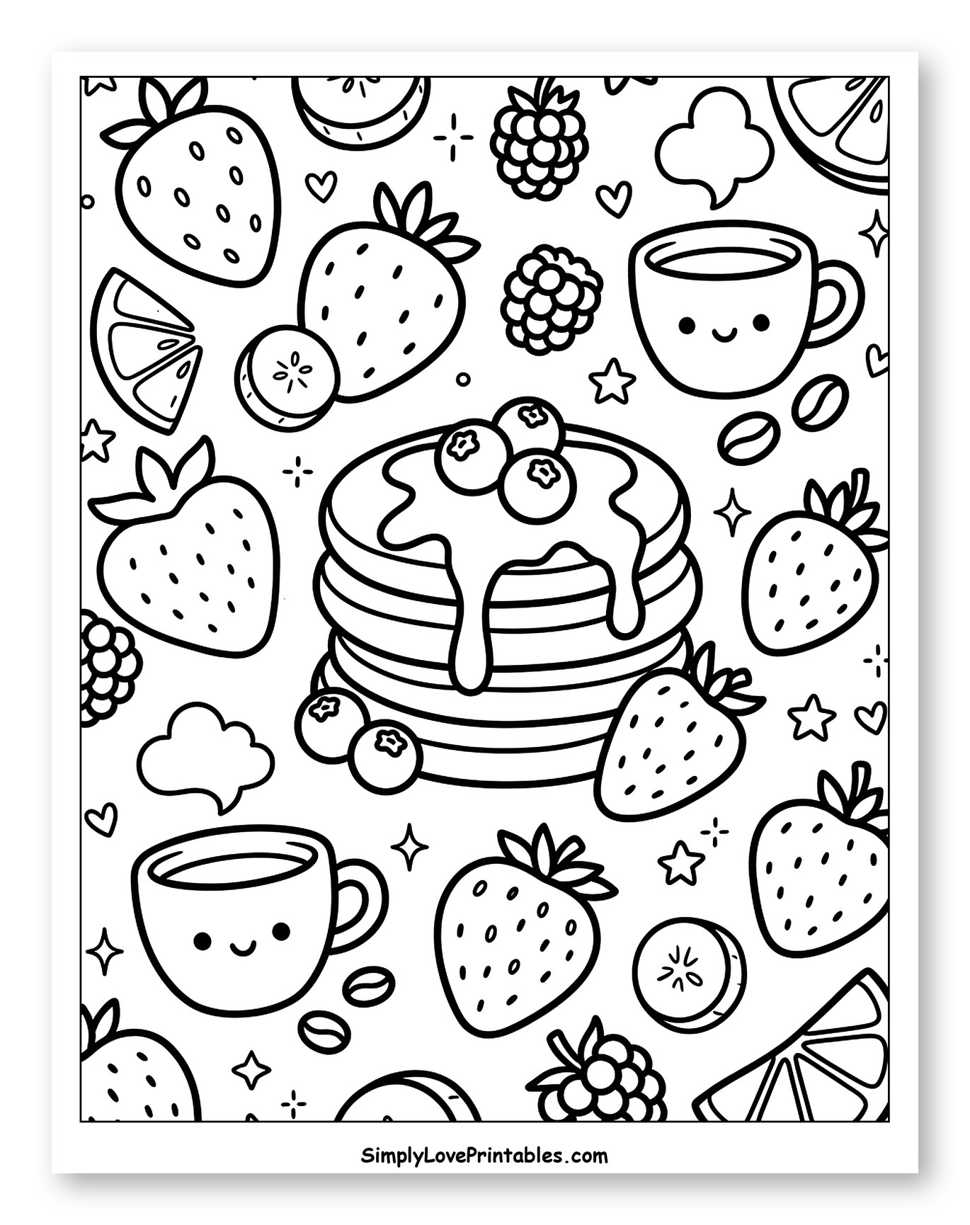 Delicious Pancake Breakfast with Fruits and Coffee