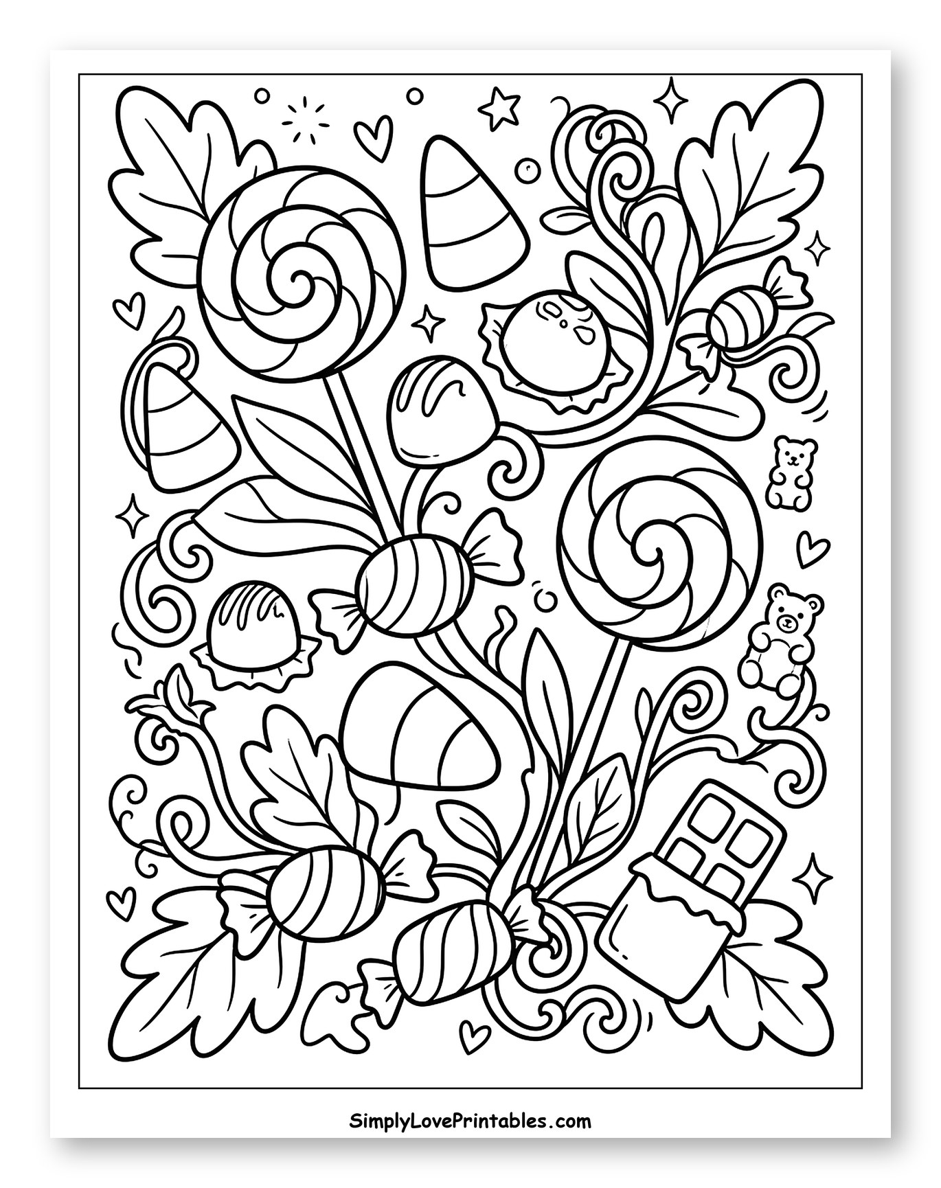 Delightful Mix of Halloween Treats Coloring Sheet for Adults