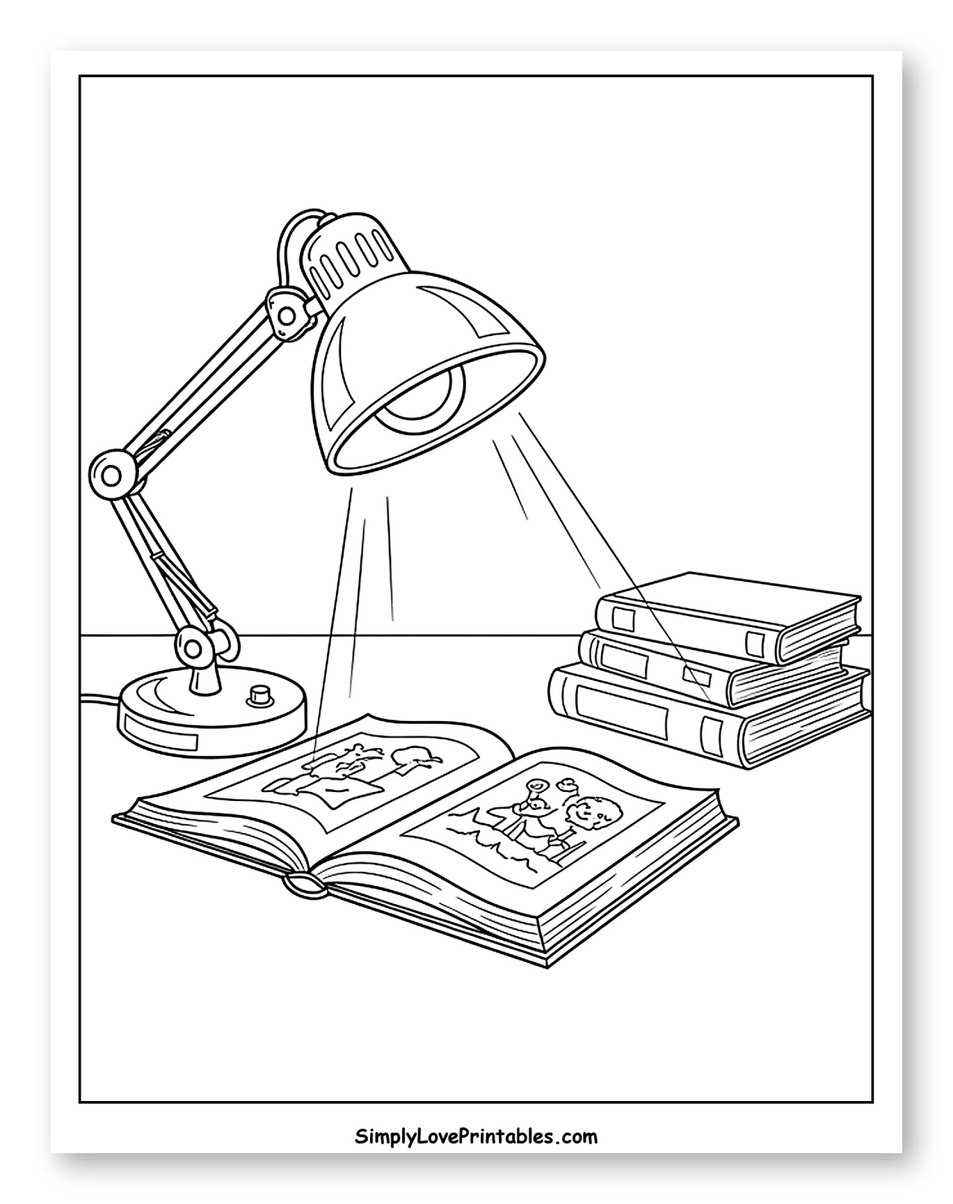 Desk Lamp Shining on Open Book