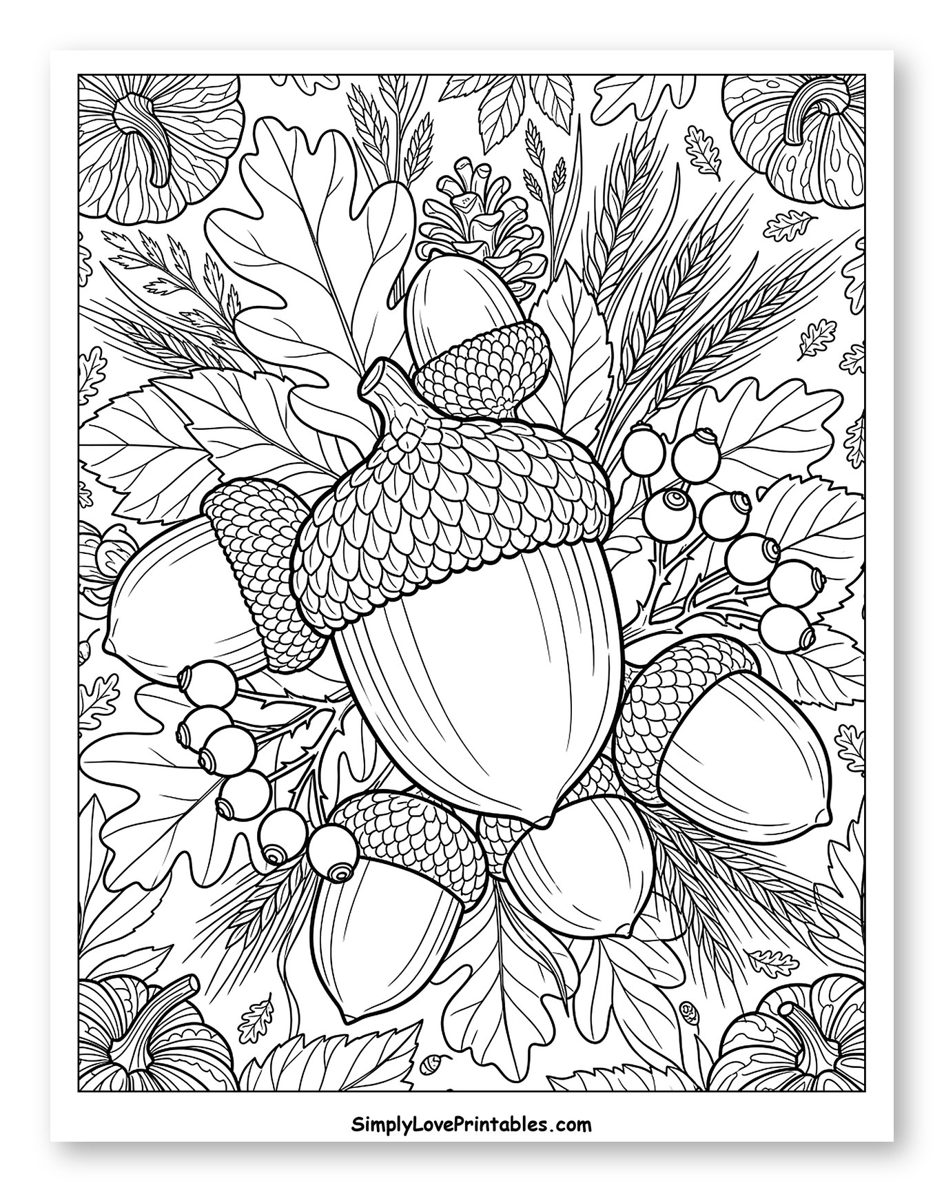Detailed Autumn Acorns and Pumpkins Arrangement