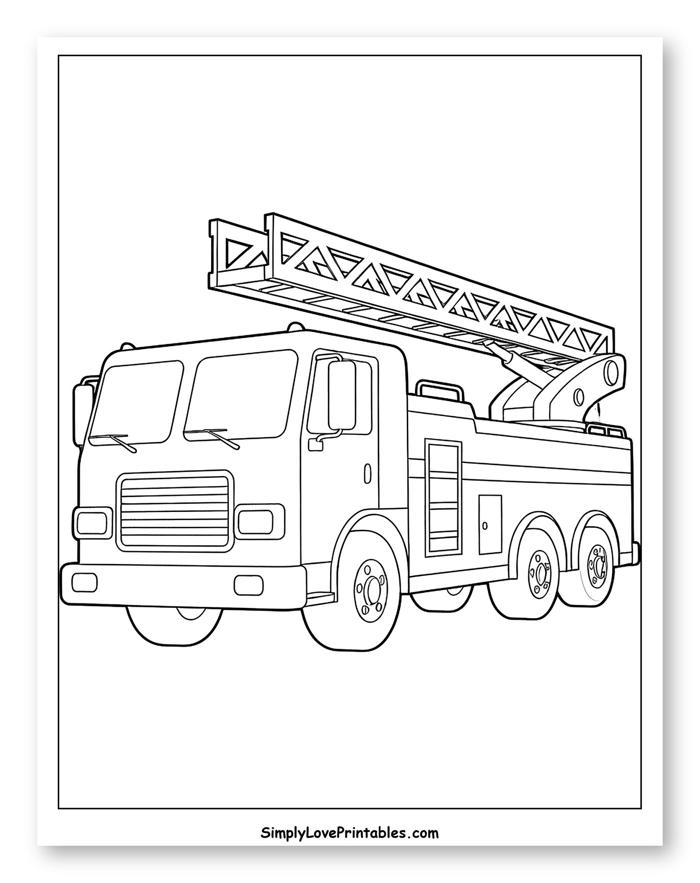 Detailed Fire Truck with Extended Ladder