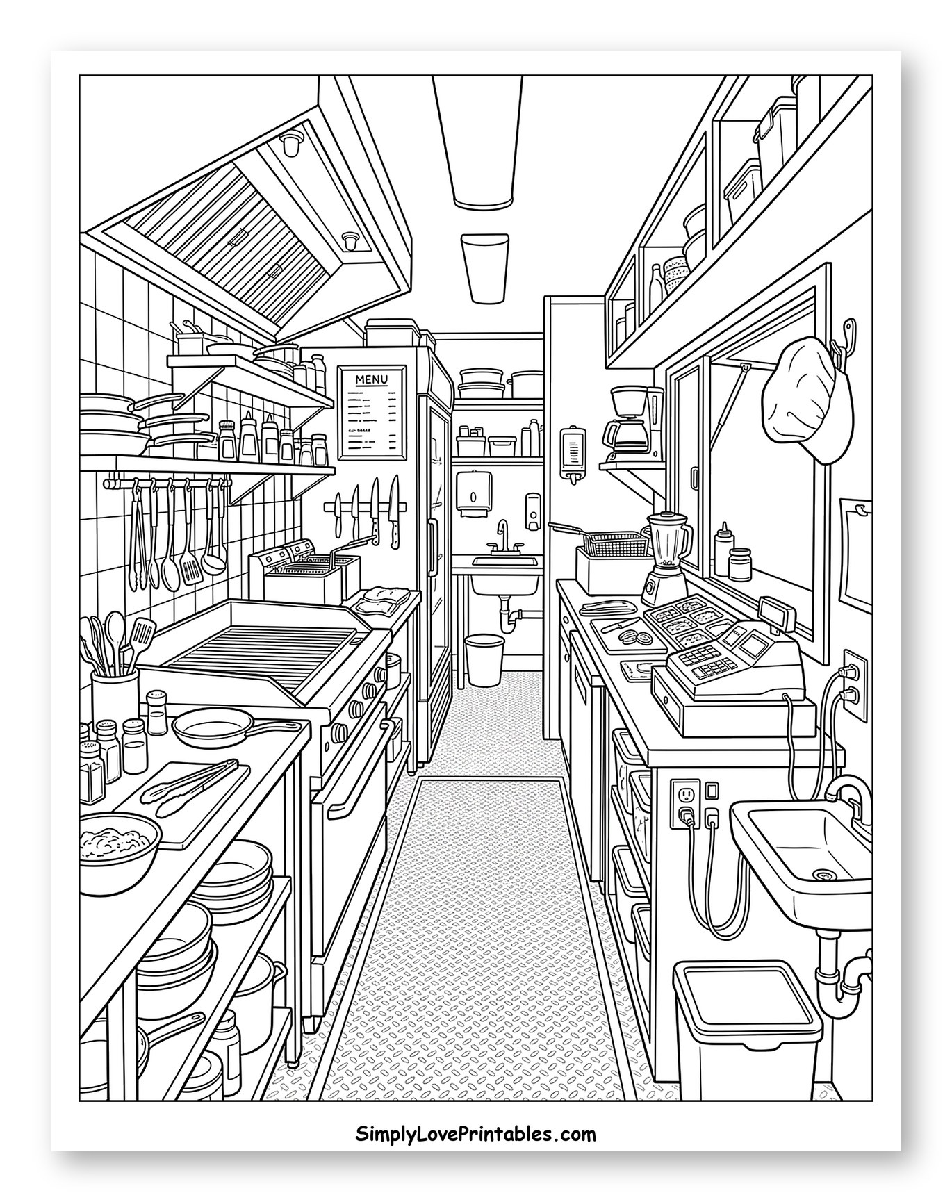Detailed Interior of a Food Truck Kitchen