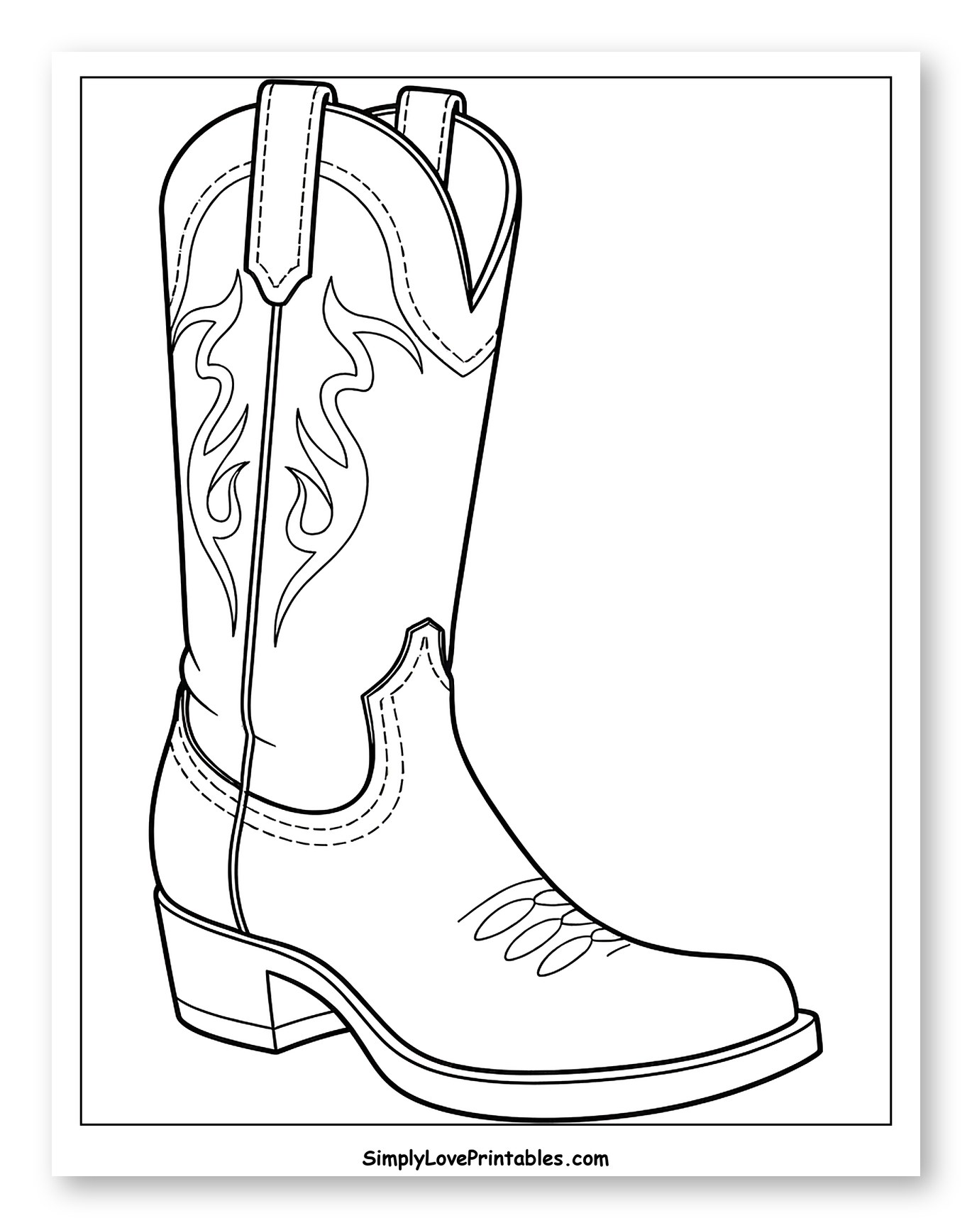 Detailed Western Cowboy Boot Outline