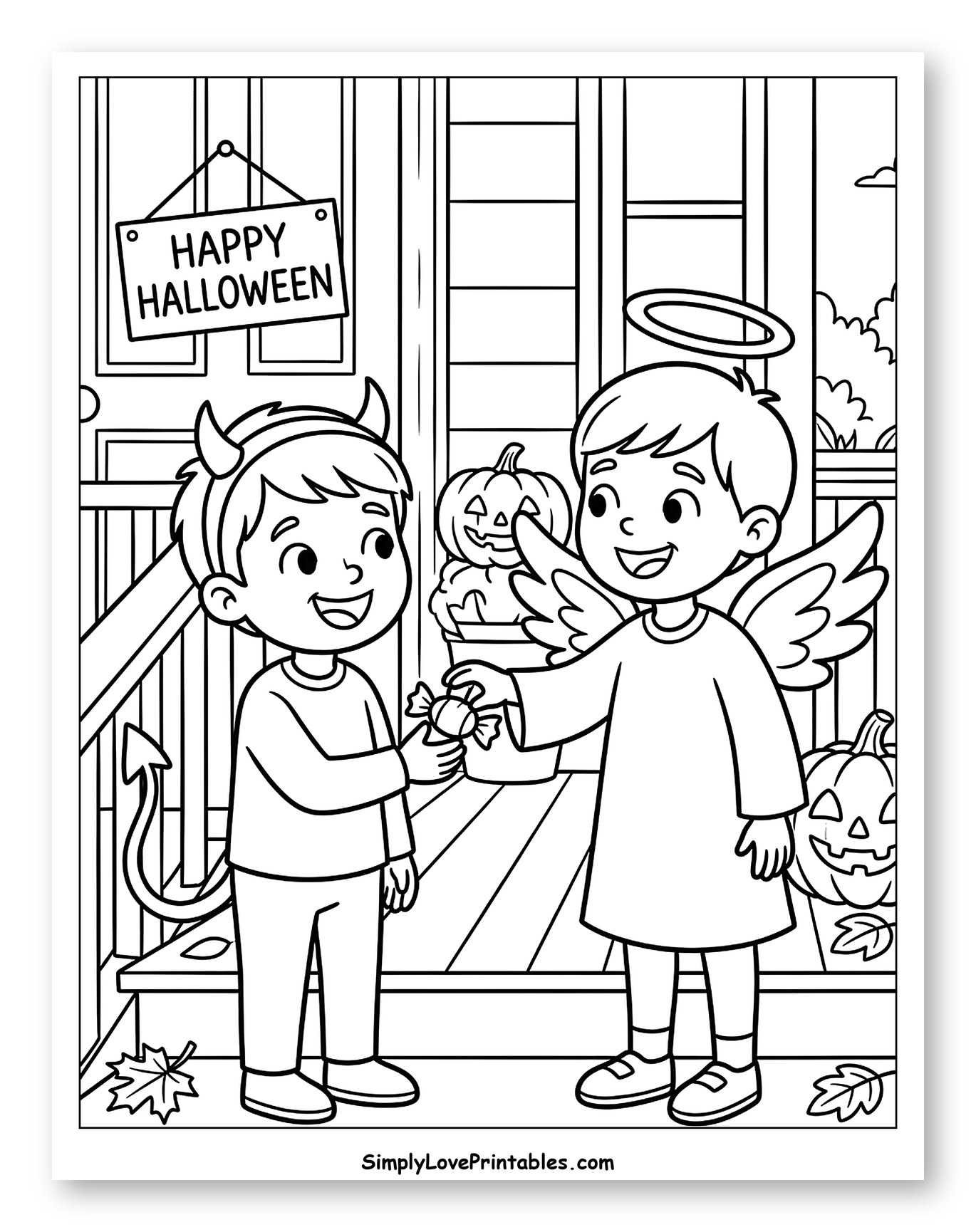 Devil and Angel Trick-or-Treating with Candy