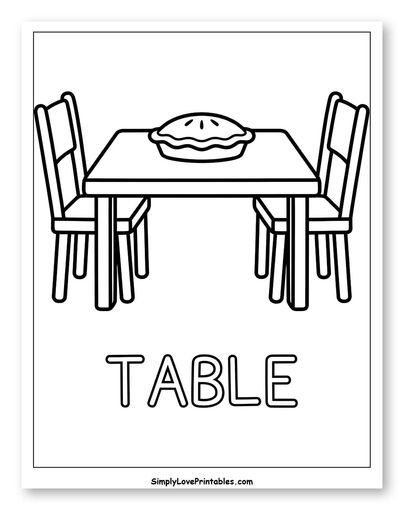 Dinner Table with Pie and Two Chairs