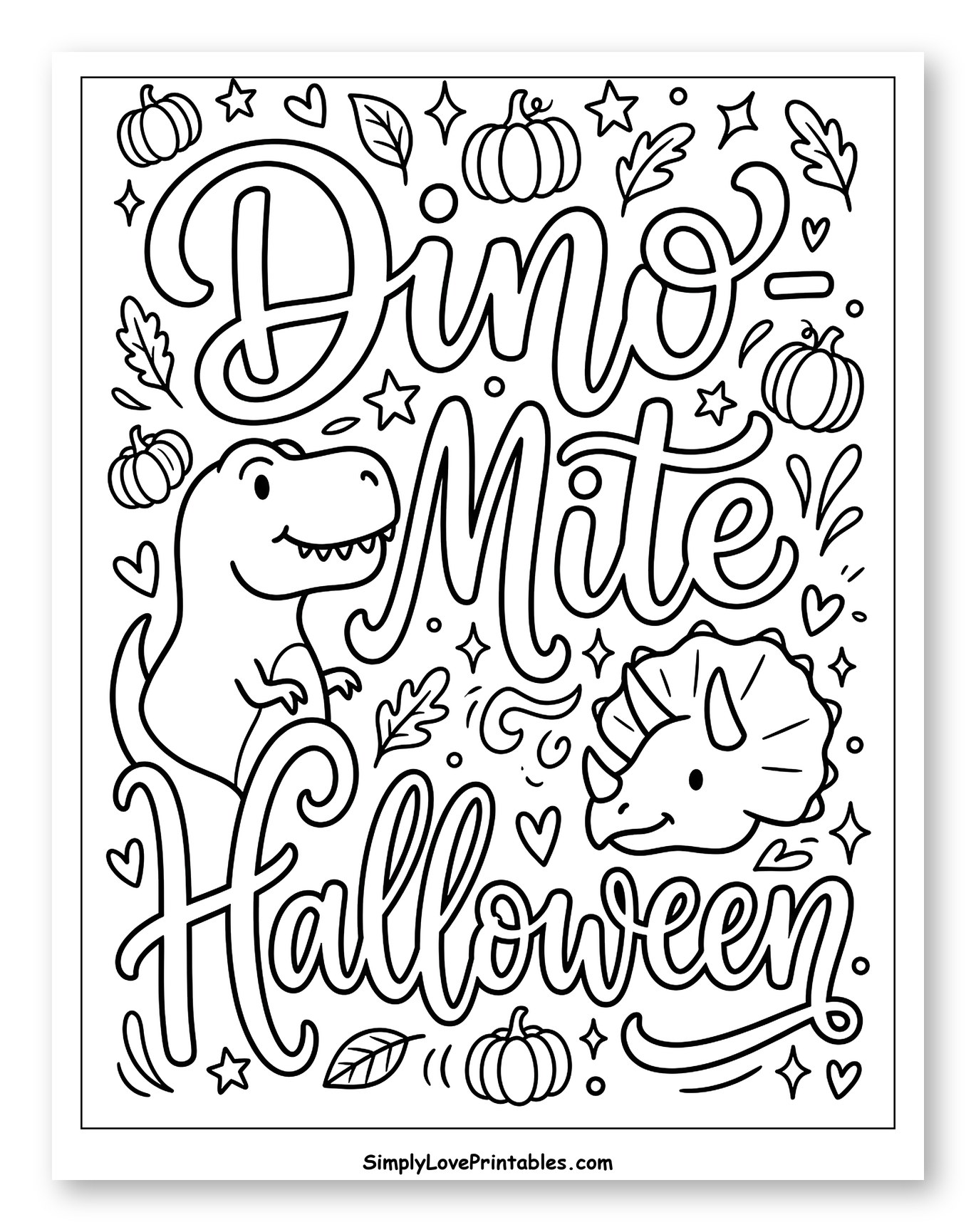 Dino-Mite Halloween with Happy Dinosaurs to Color for Adults