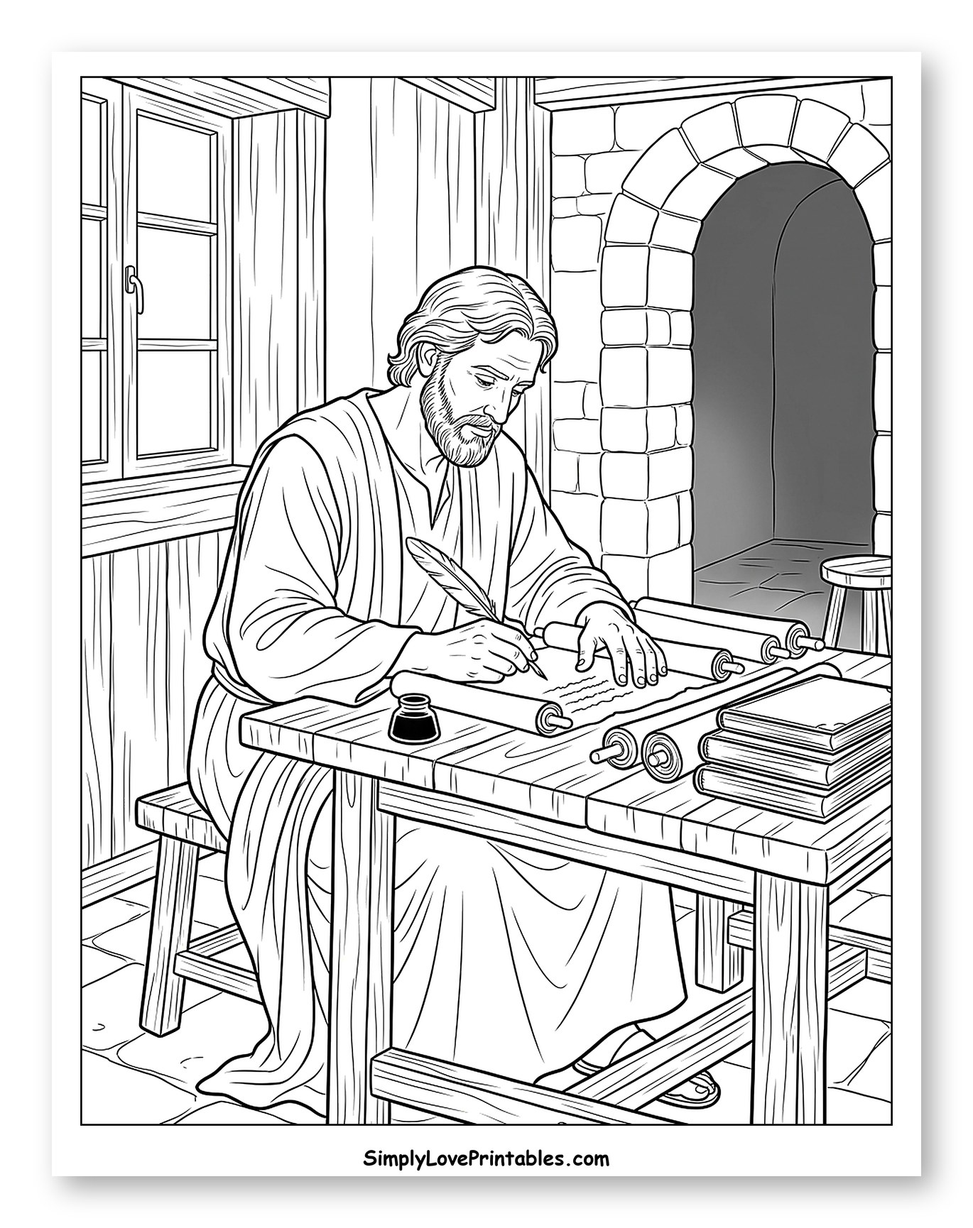 Disciple Writing on a Scroll with a Quill