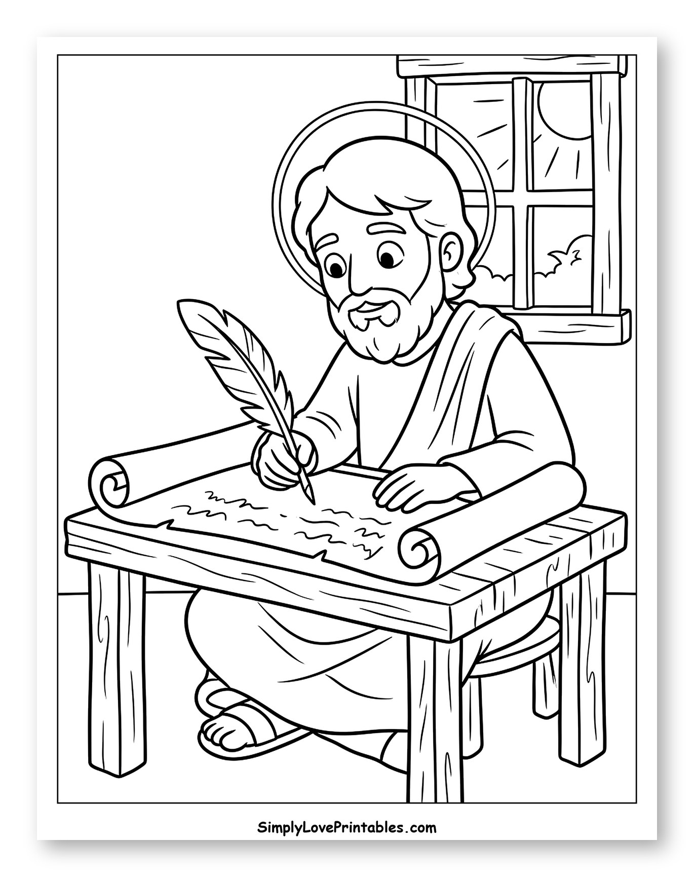 Disciple Writing on a Scroll with Quill