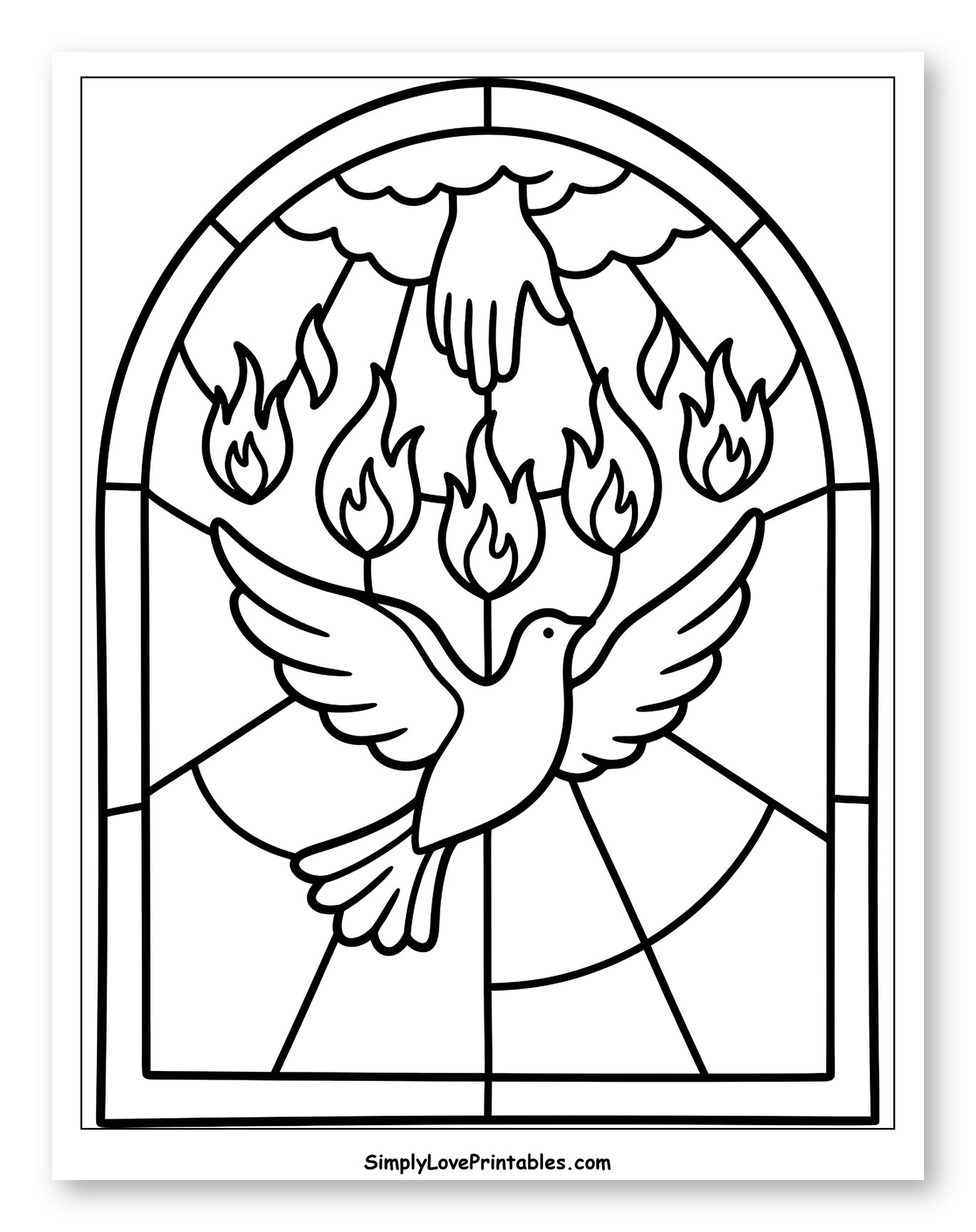 Divine Hand Descending on Dove and Flames