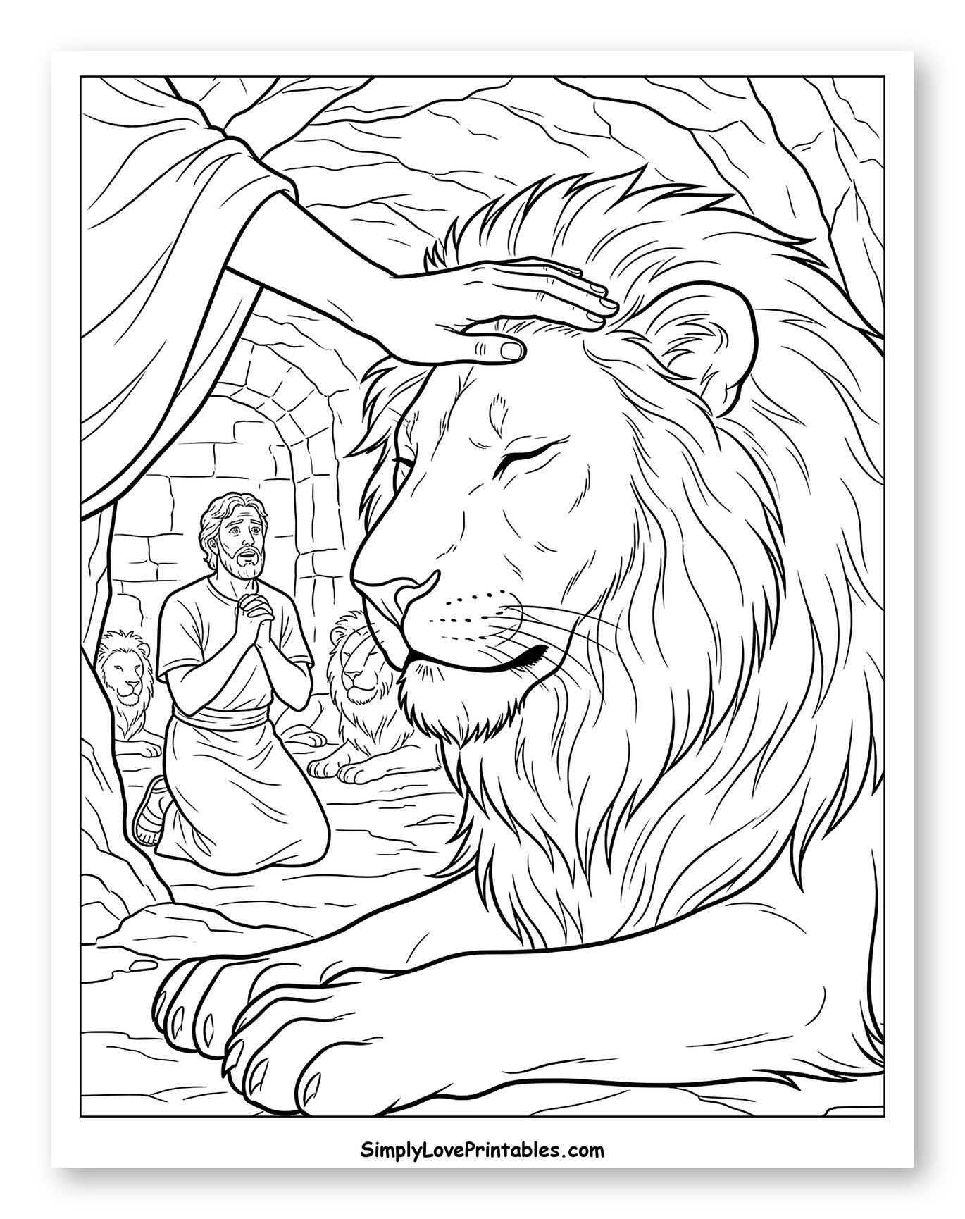 Divine Hand Petting Lion, Daniel Praying