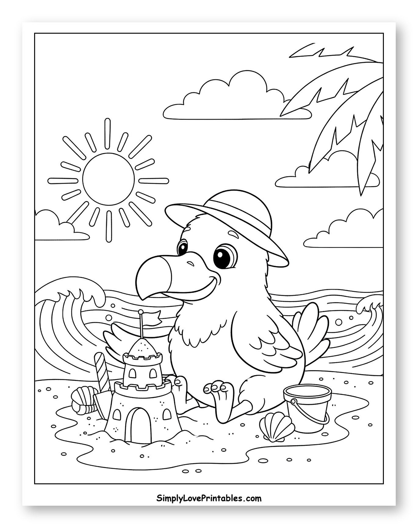Dodo Bird Building a Sandcastle on the Beach