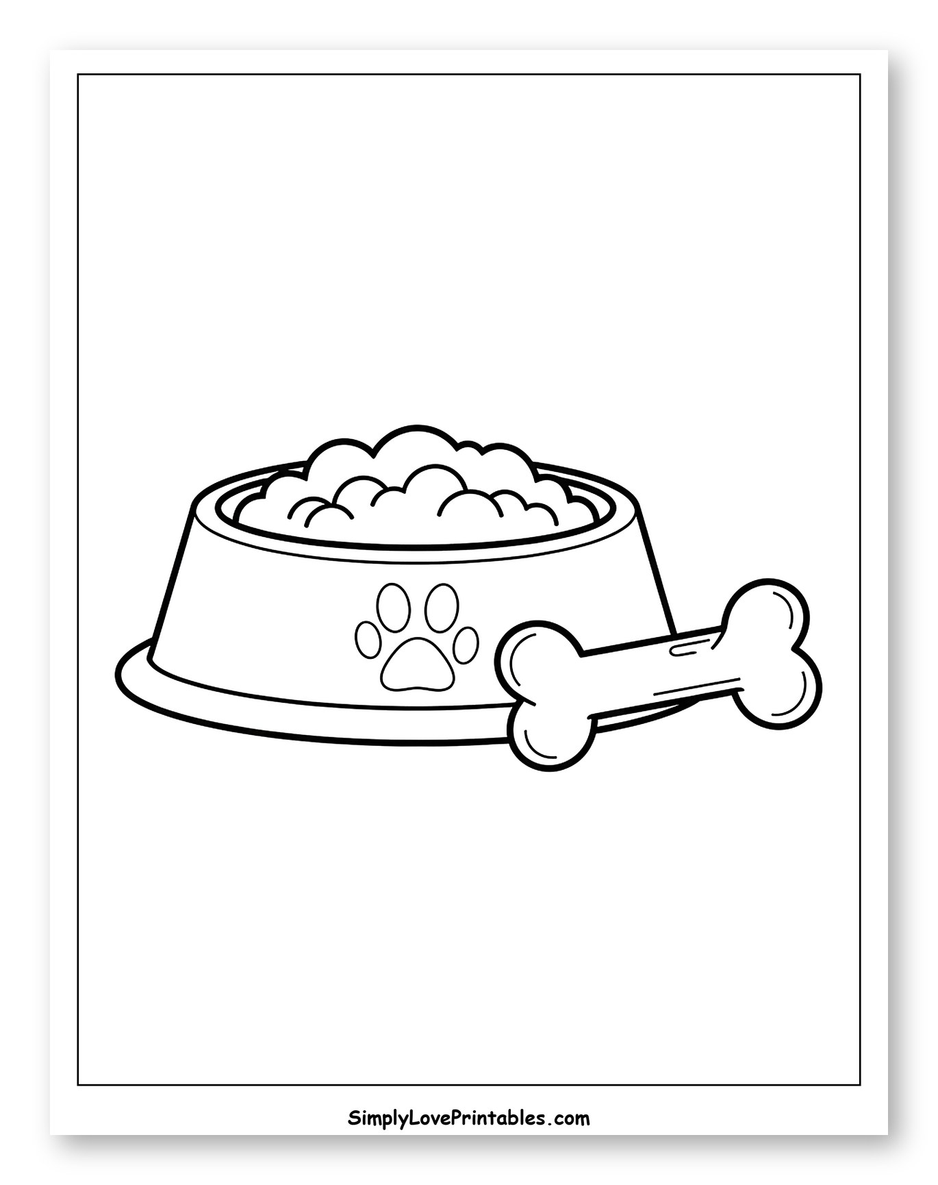 Dog Bowl with Food and Bone