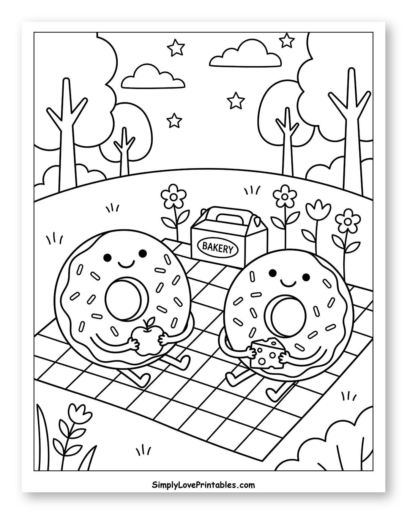 Donut Friends Enjoying an Outdoor Picnic