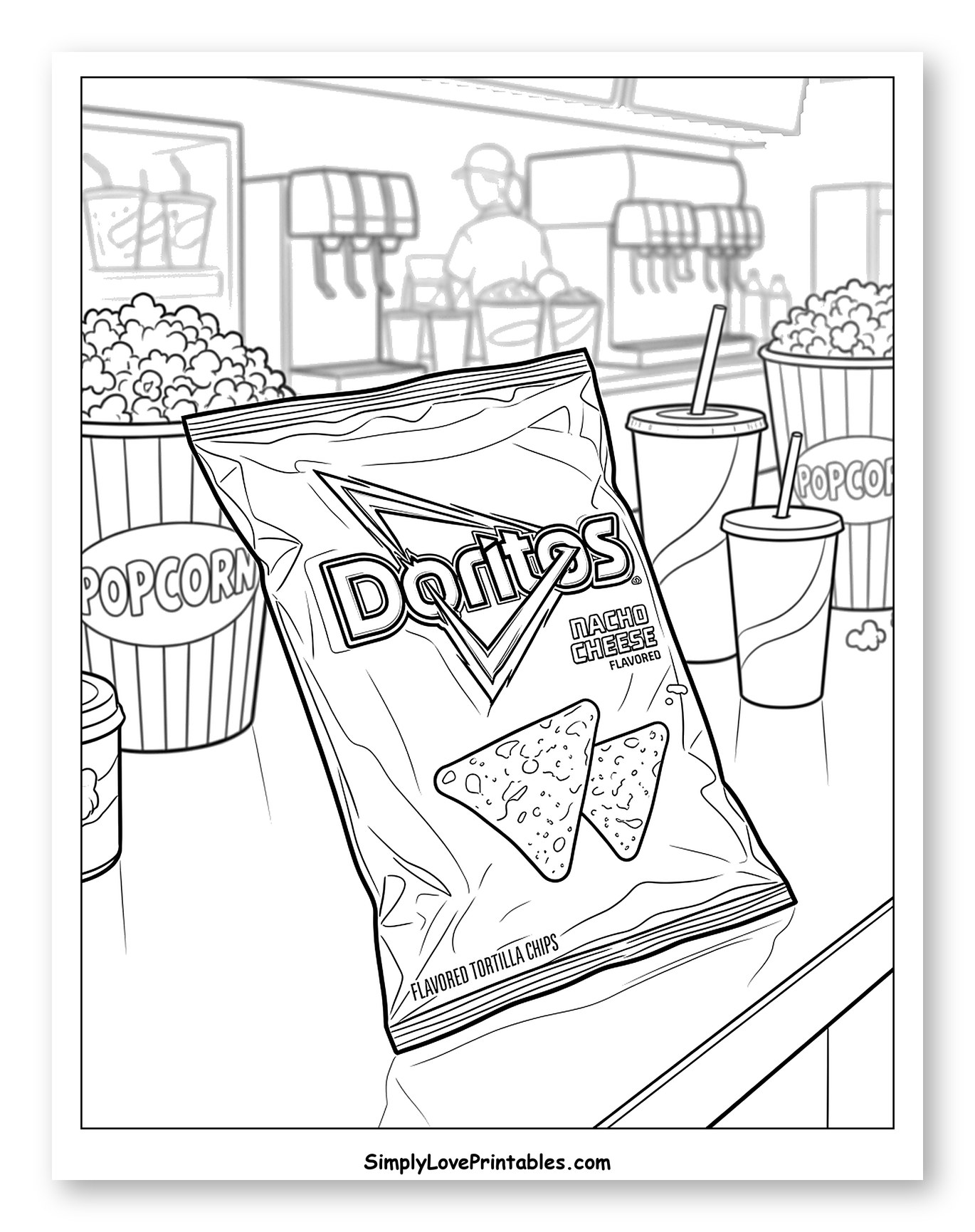 Doritos Bag at a Snack Counter to Color