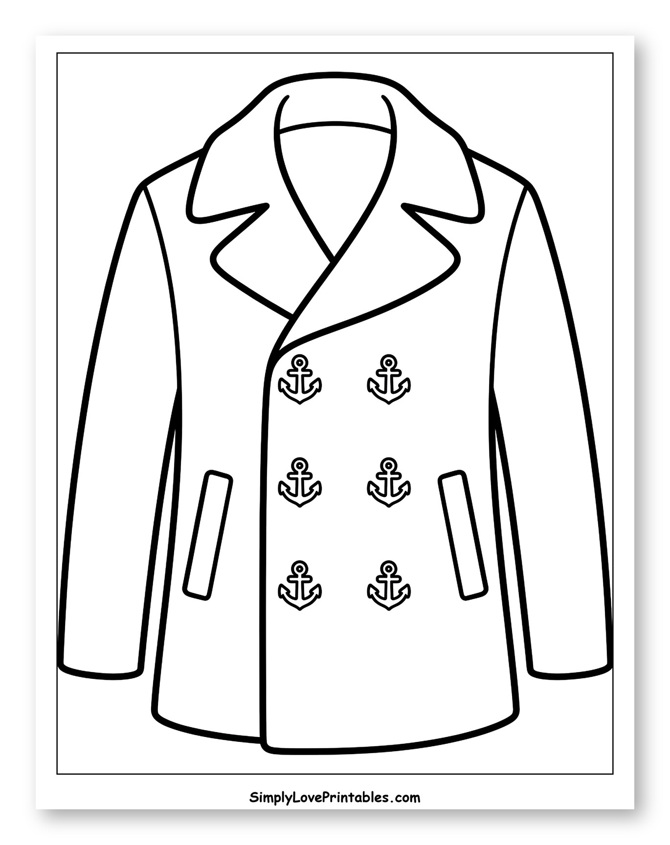 Double-Breasted Pea Coat with Anchor Buttons