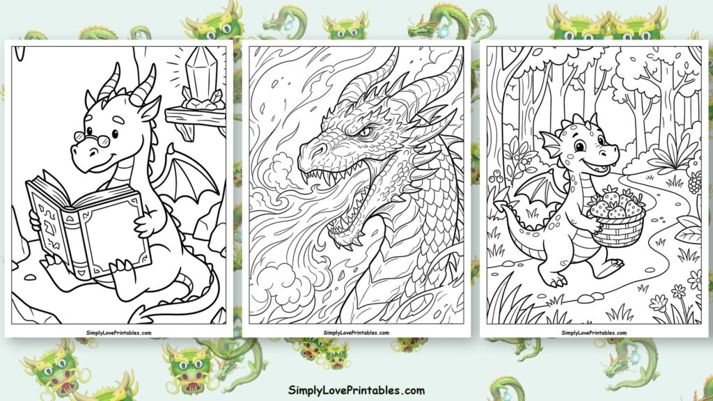 Dragon coloring pages featured image