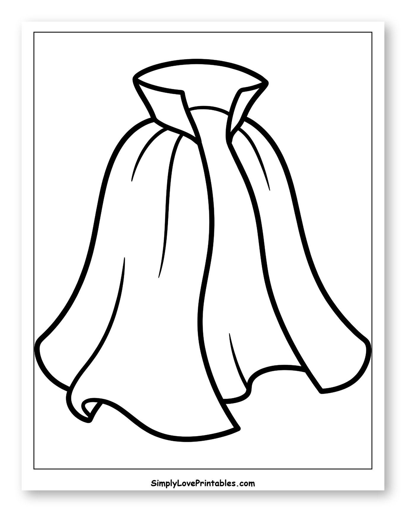 Dramatic Vampire Cape with High Collar to Color for Toddlers