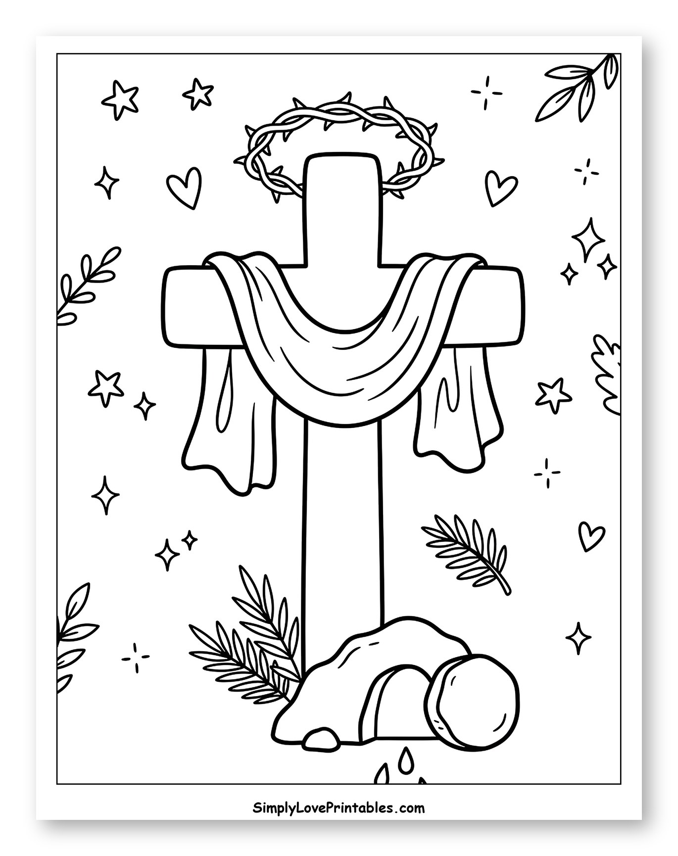 Draped Cross, Crown, and Empty Tomb